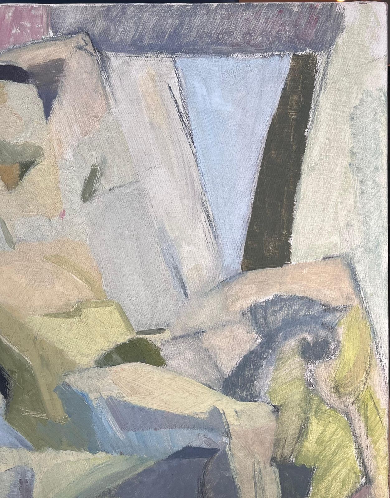 Laure Noetzin Azam (French 1929 2024)mid 20th Century French Modernist Cubist Oil Painting Female Nude Artists Model photo vinterior