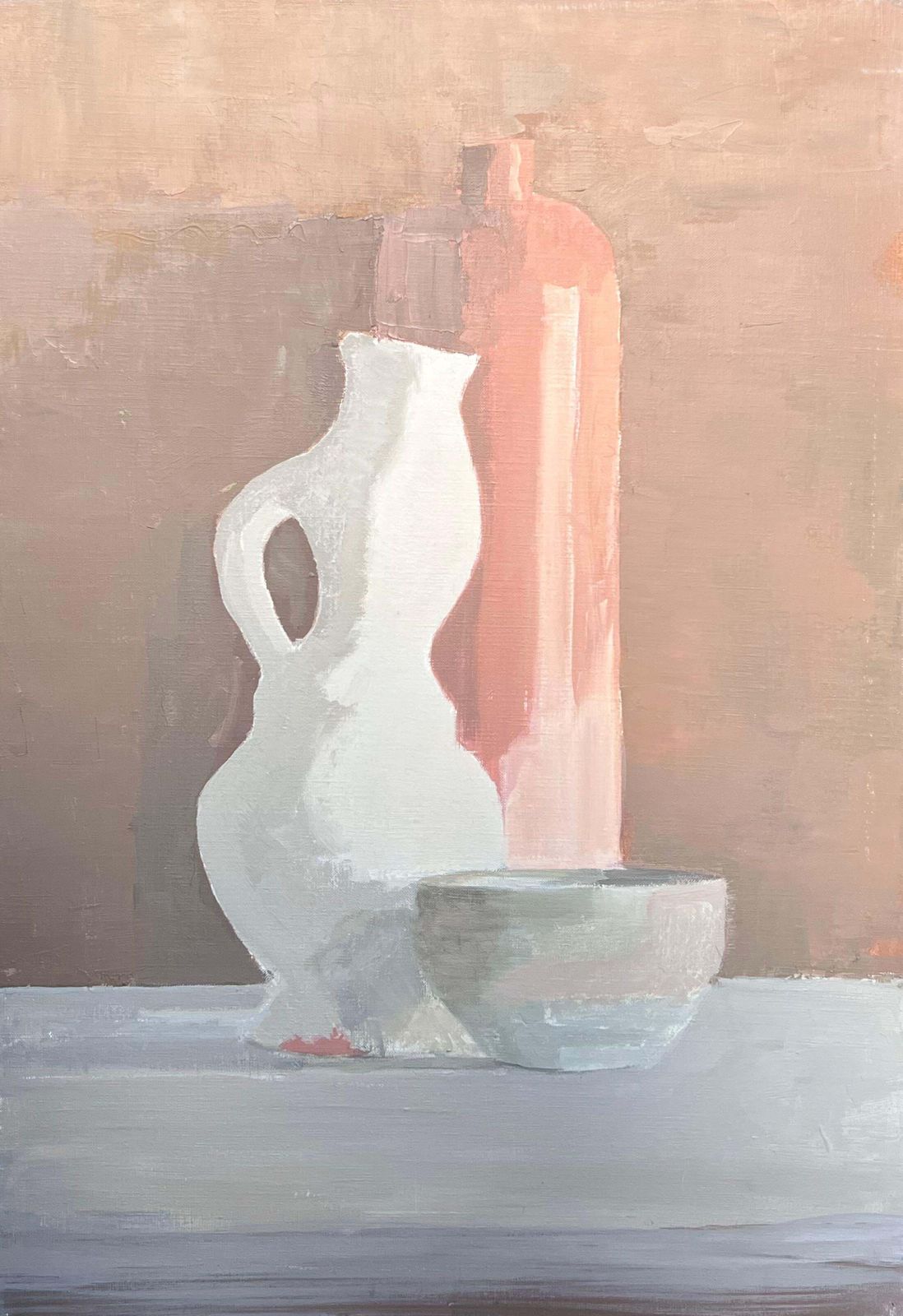 Laure Noetzin Azam (French 1929 2024)20th Century French Modernist Oil Painting Still Life Vases And Bowl