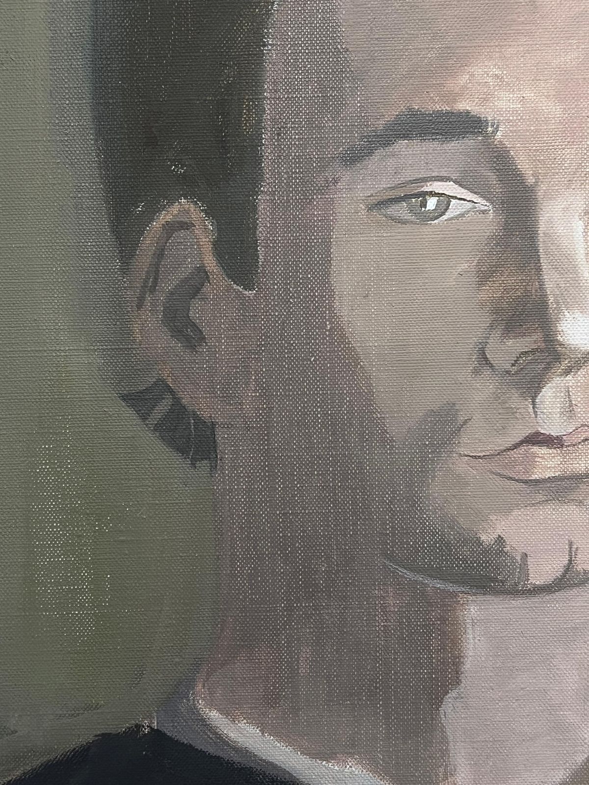 Laure Noetzin Azam (French 1929 2024)head & Shoulders Portrait Young Man 20th Century French Modernist Oil Painting photo 712.0