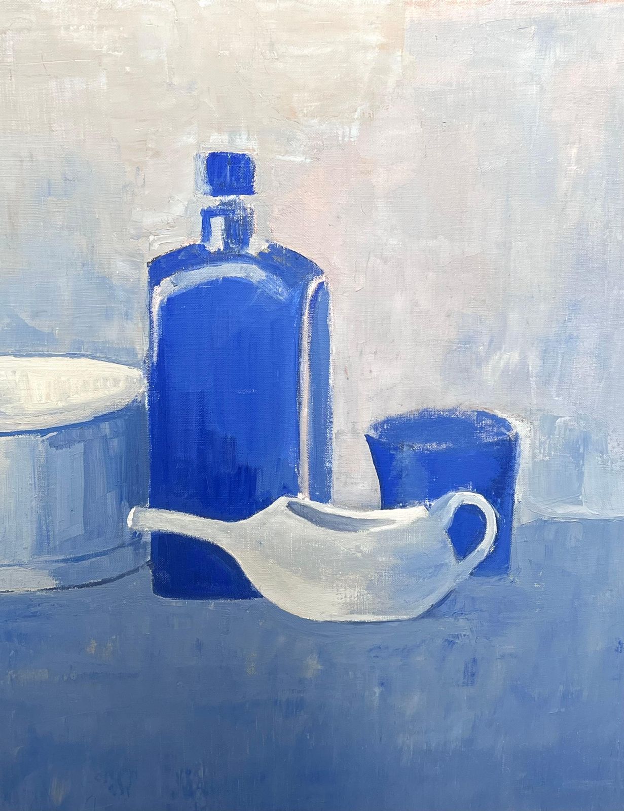 Laure Noetzin Azam (French 1929 2024)still Life In Blue 20th Century French Modernist Oil Painting photo Art