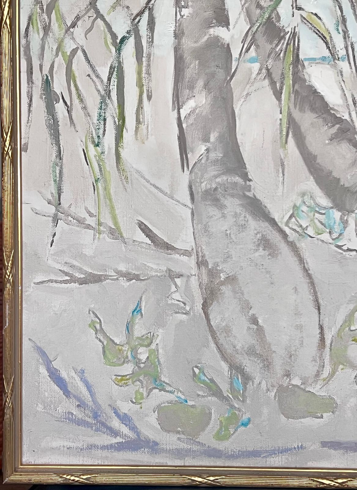 Laure Noetzin Azam (French 1929 2024)modernist 20th Century French Oil Painting Trees In Tropical Coastal Landscape photo for sale