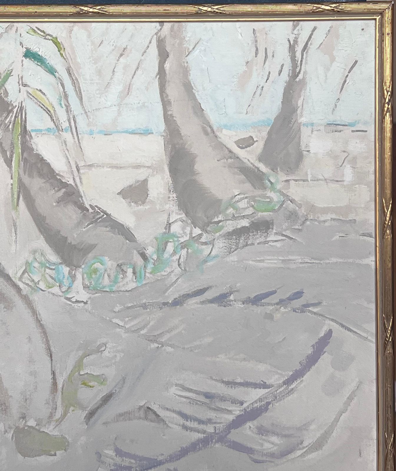 Laure Noetzin Azam (French 1929 2024)modernist 20th Century French Oil Painting Trees In Tropical Coastal Landscape photo Art
