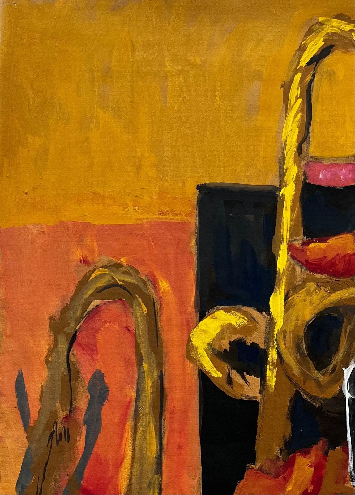 Guy Nicod Abstract Still Life With Brass Musical Instruments Modernist Gouache photo 575.0