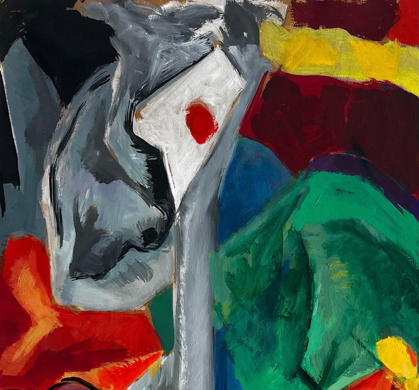 Guy Nicod Vibrant Abstract Expressionist Colour Field French Modernist Gouache photo vinterior