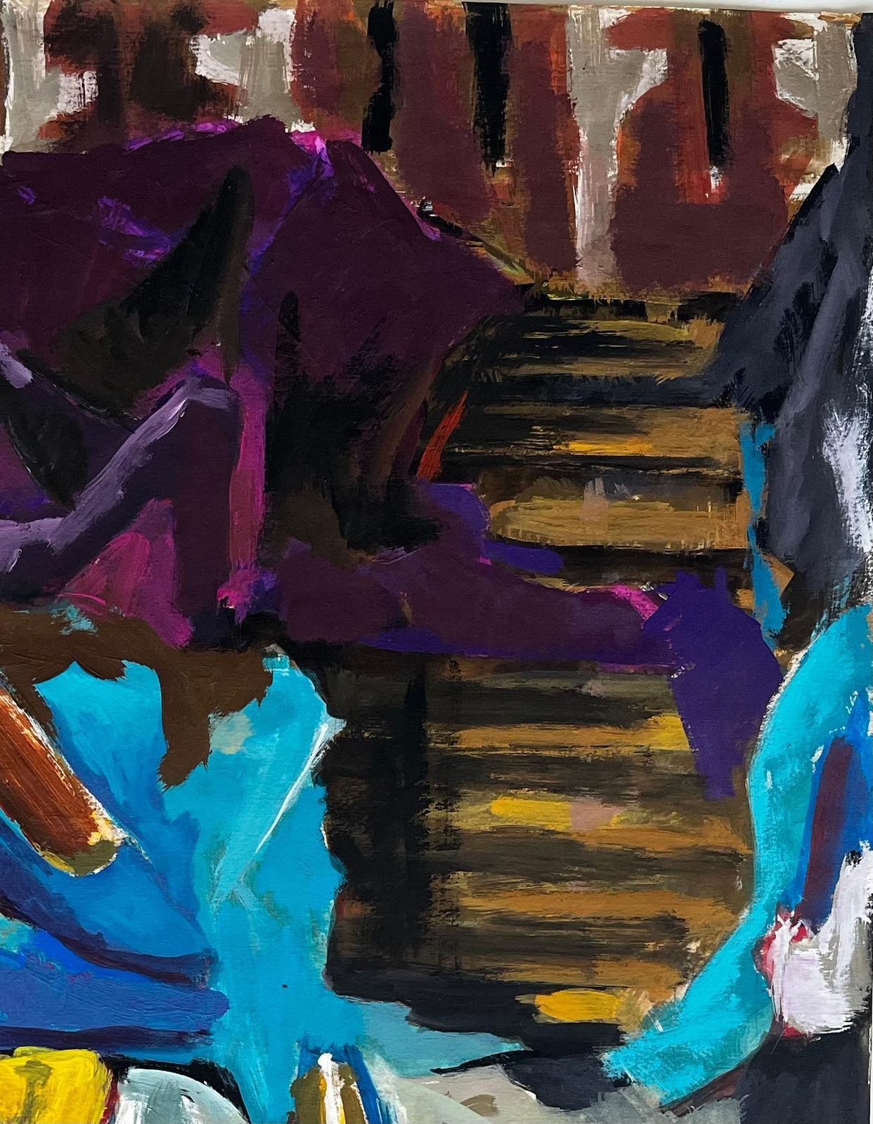 Guy Nicod Abstract Interior With Womens Shoes Colourful French Modernist Gouache photo Art