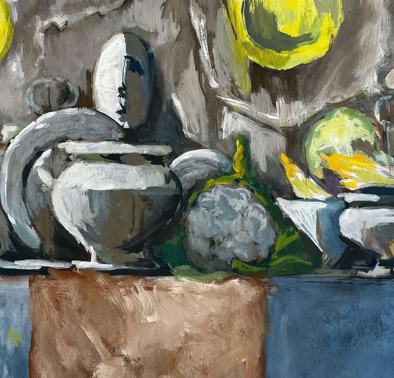 Guy Nicod Abstract Still Life With Plates Bowls And Kitchen Utensils Modernist Gouache photo buy