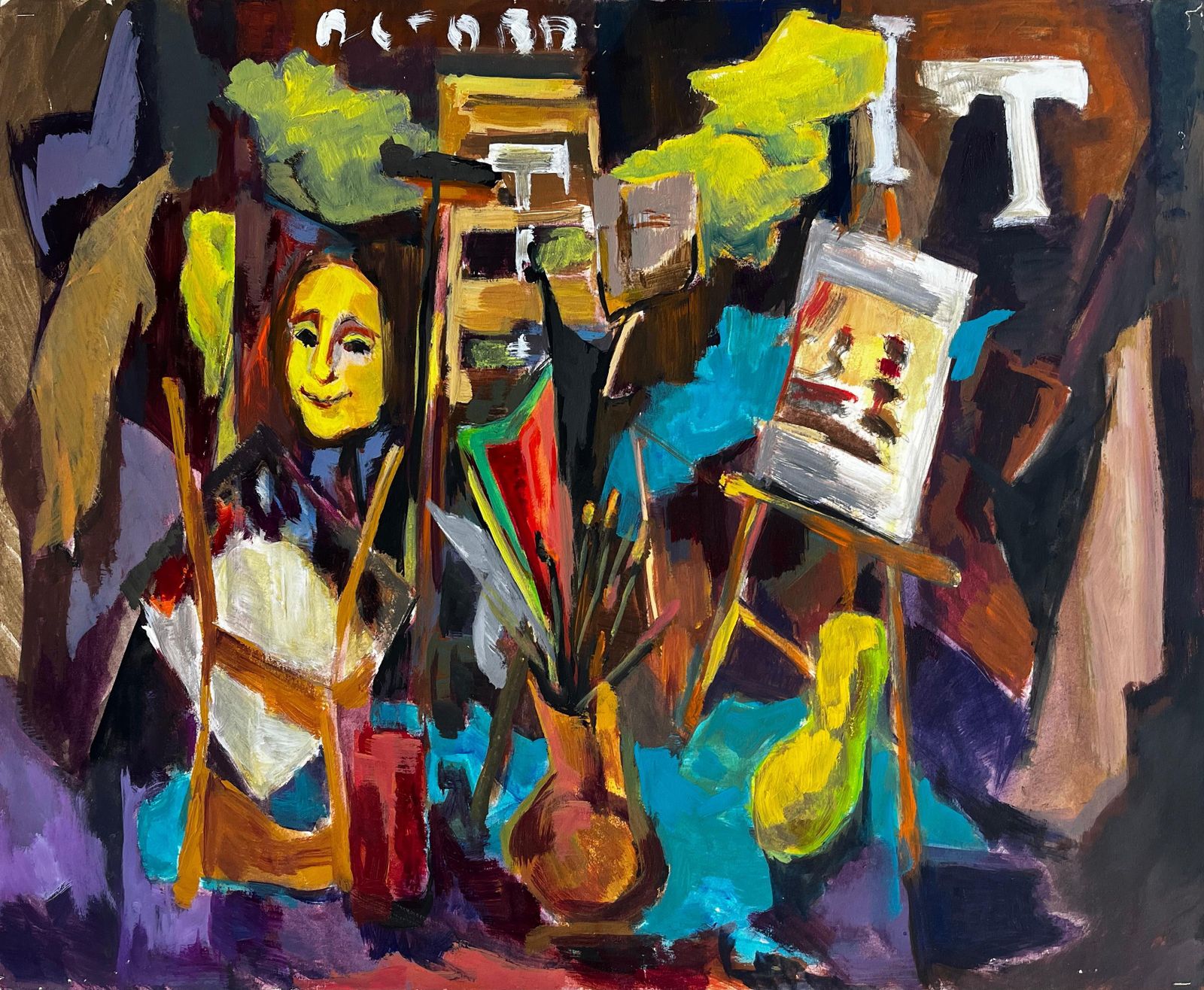 Guy Nicod Artist Studio Interior With Easels Portraits And Painting Tools French Modernist