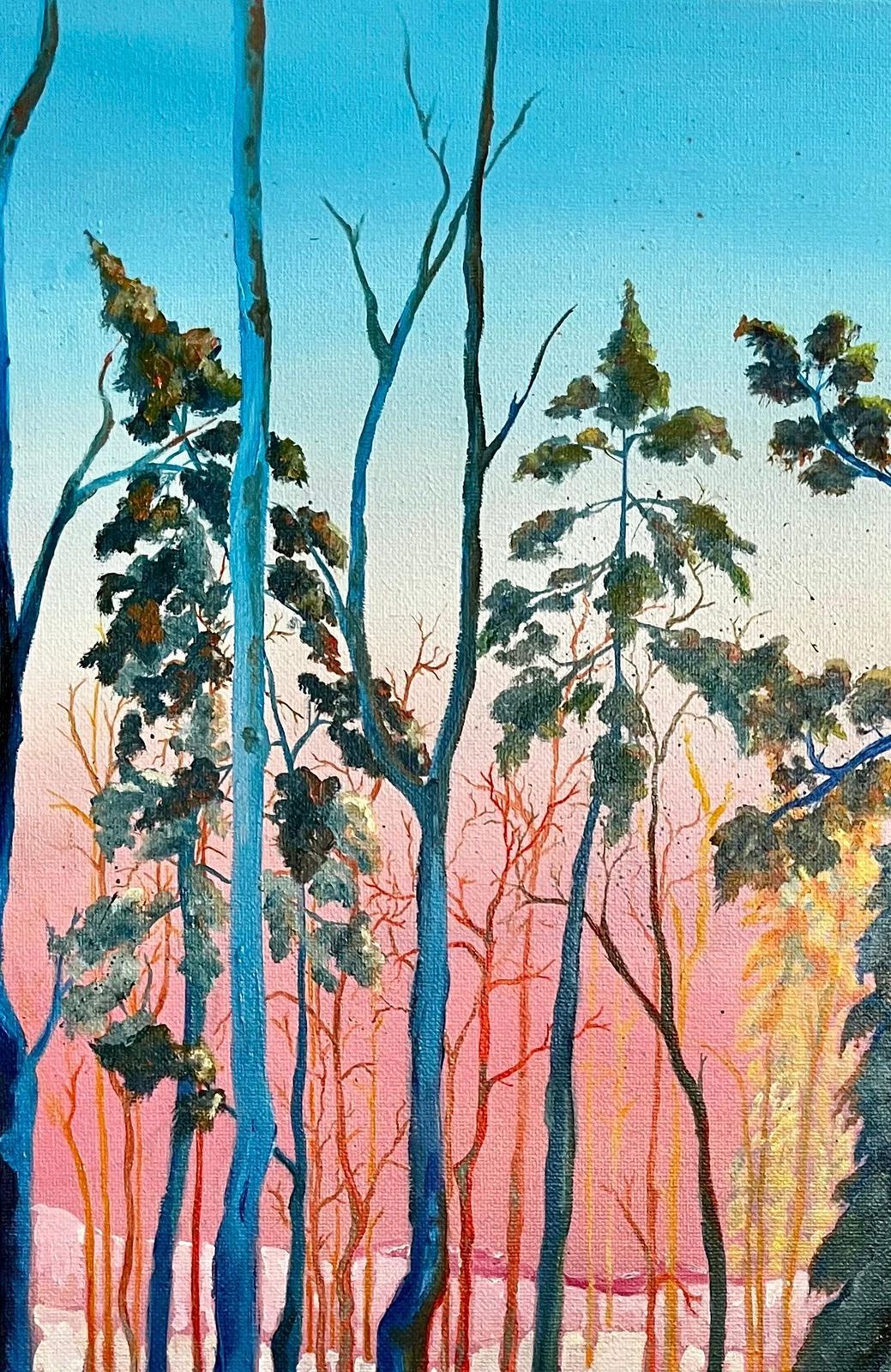 Minty Ramseykuusamo Finland Winter Forest Sunset Landscape Original Contemporary Oil2024 photo 865.0