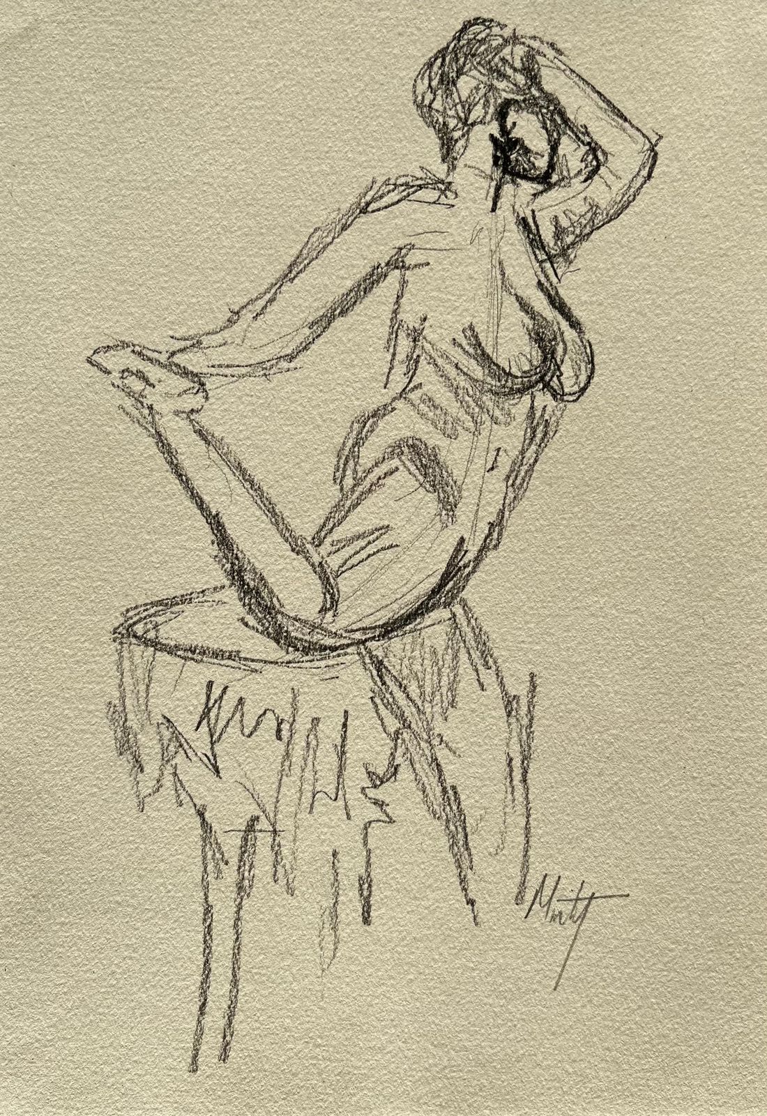 Minty Ramseydynamic Nude Female Figure Sketch In Pencil On Paper2025