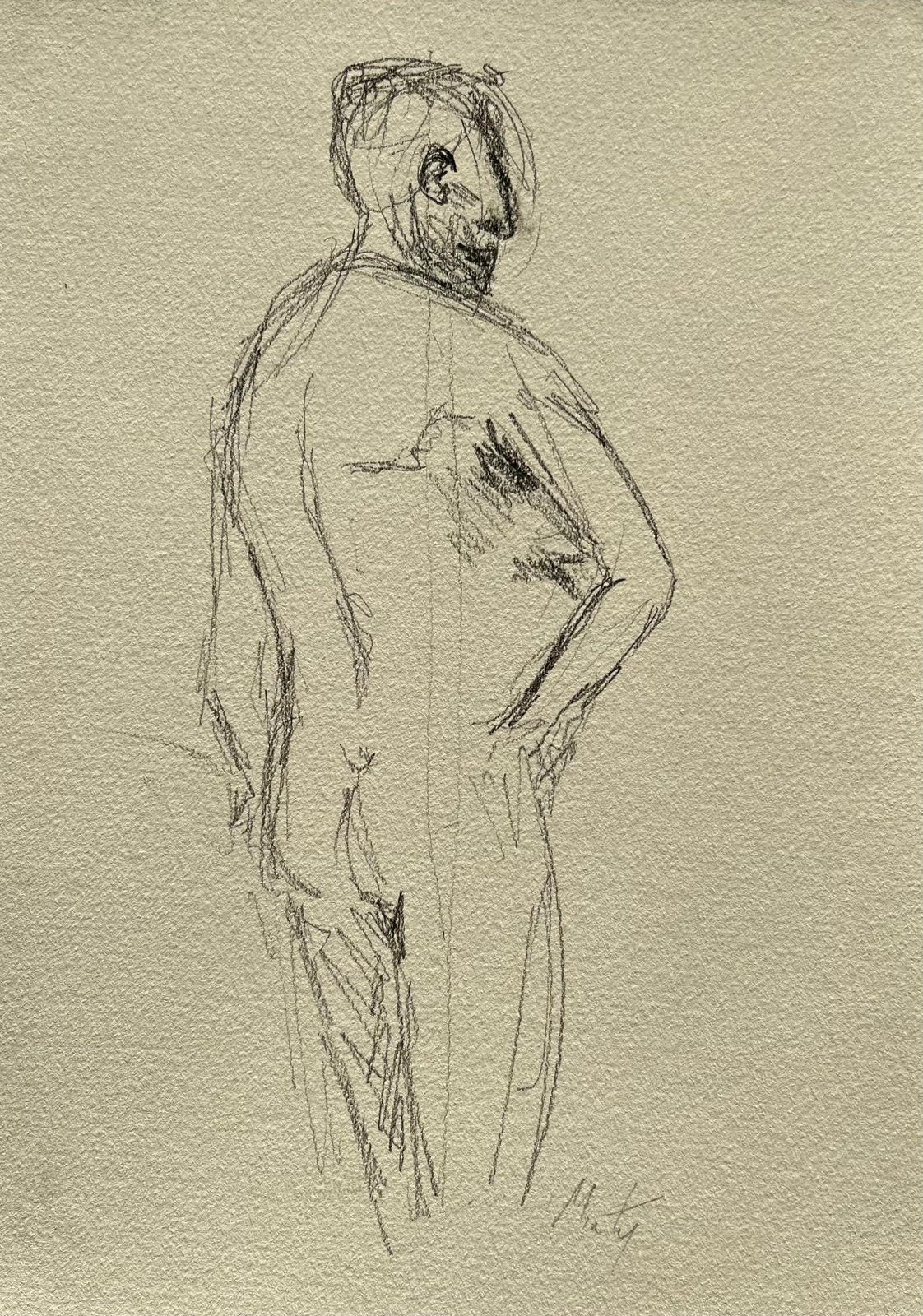 Minty Ramseyturning Nude Male Figure Sketch In Pencil On Paper2025