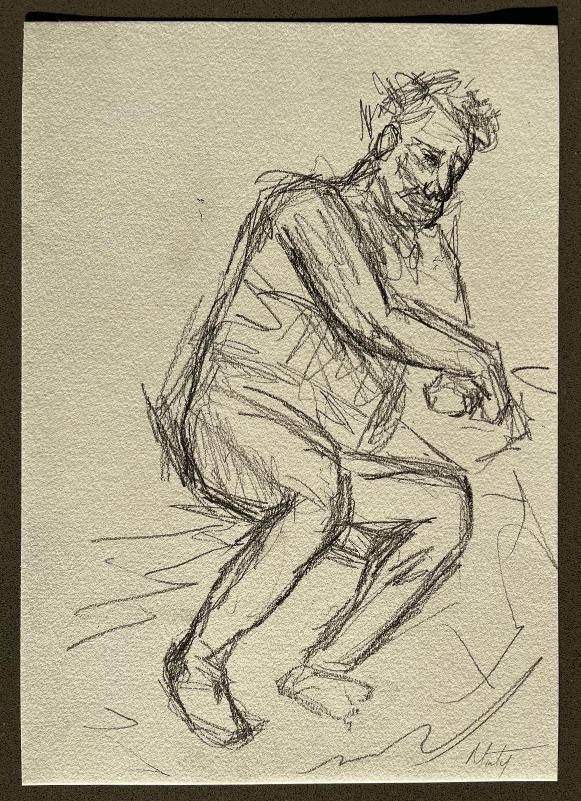 Minty Ramseyreclining Nude Male Figure Sketch In Pencil On Paper2025 photo furniture