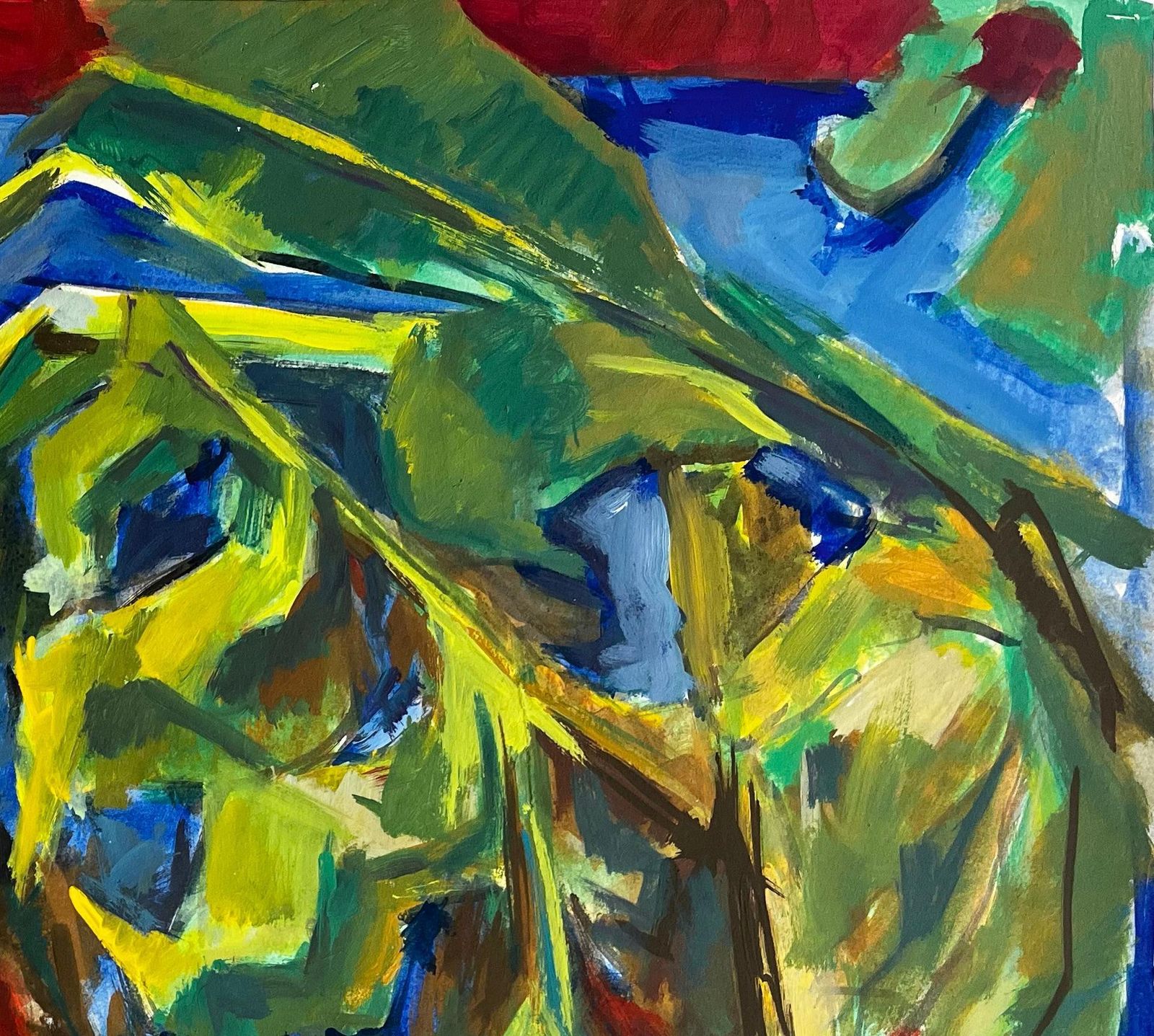 Guy Nicodabstract Red Fruit And Green Foliage Large French Modernist Still Life Painting photo Art
