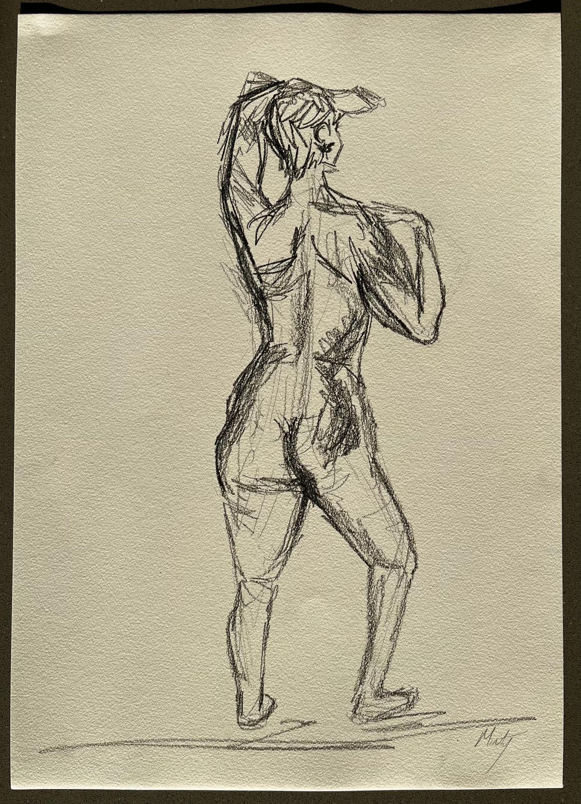 Minty Ramseystanding Back View Nude Female Figure Drawing Expressive Contemporary Study2025 photo furniture