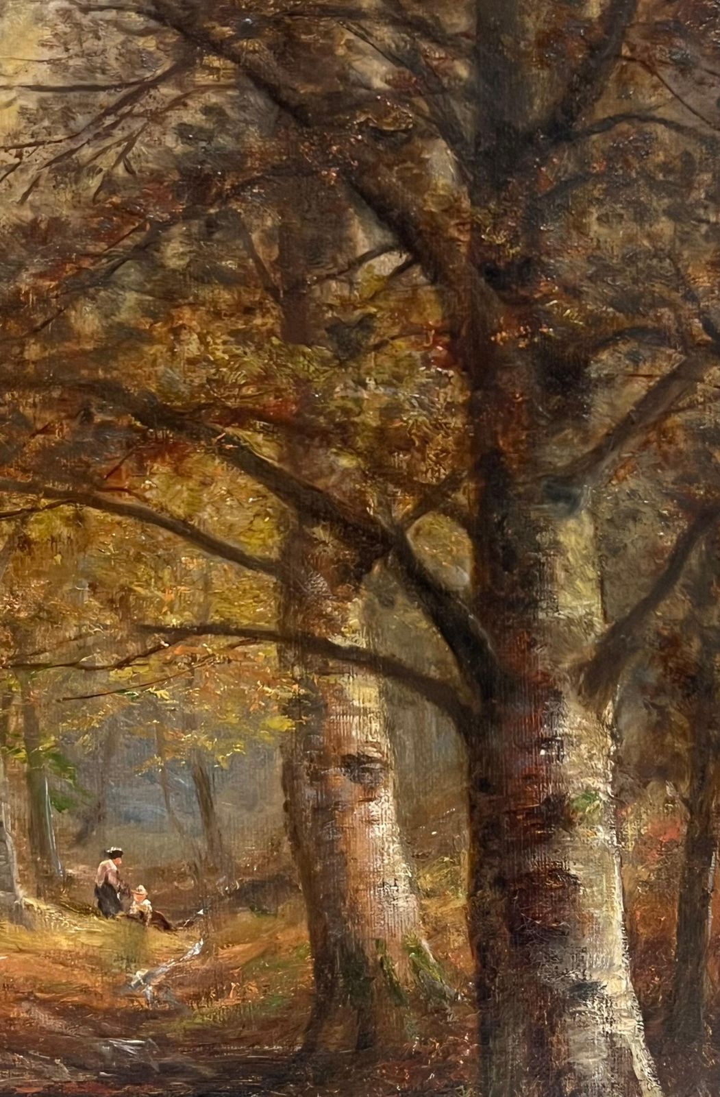 W Pettingale (19th Century)signed Victorian Oil Painting Gathering Firewood Autumn Woodland Pathway photo 1045.0