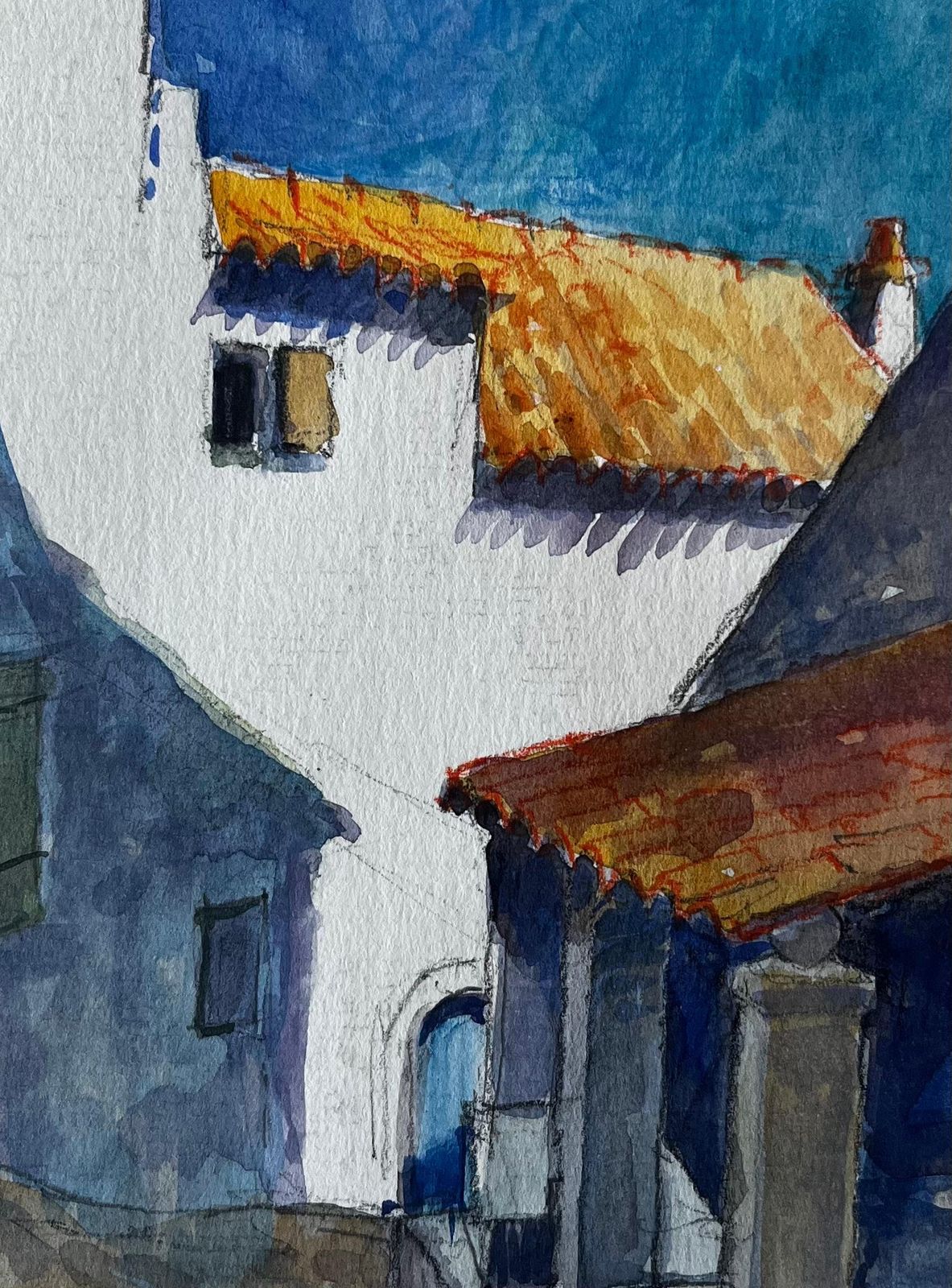 Pierre Neveucucuron Provence Sunlit White Buildings Terracotta Roofs Village Street photo buy
