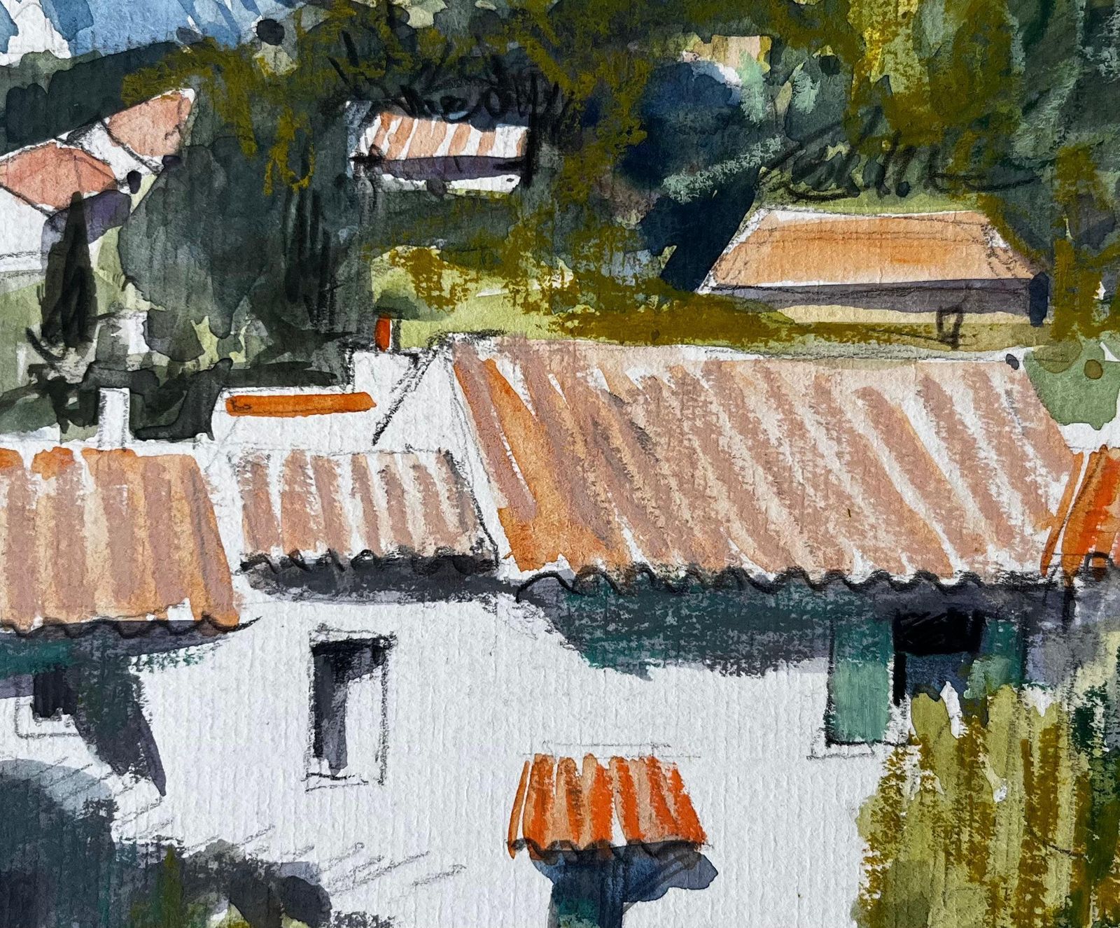 Pierre Neveucucuron Provence Rooftops Terracotta Tiles Village Houses Trees Landscape photo buy