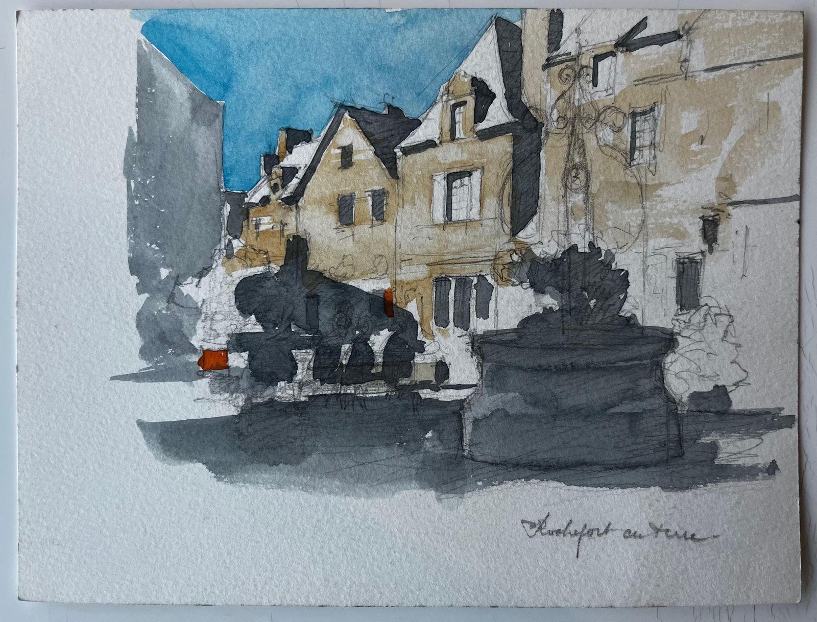 Pierre Neveurochefort En Terre Brittany Village Square Stone Fountain French Street Scene photo furniture
