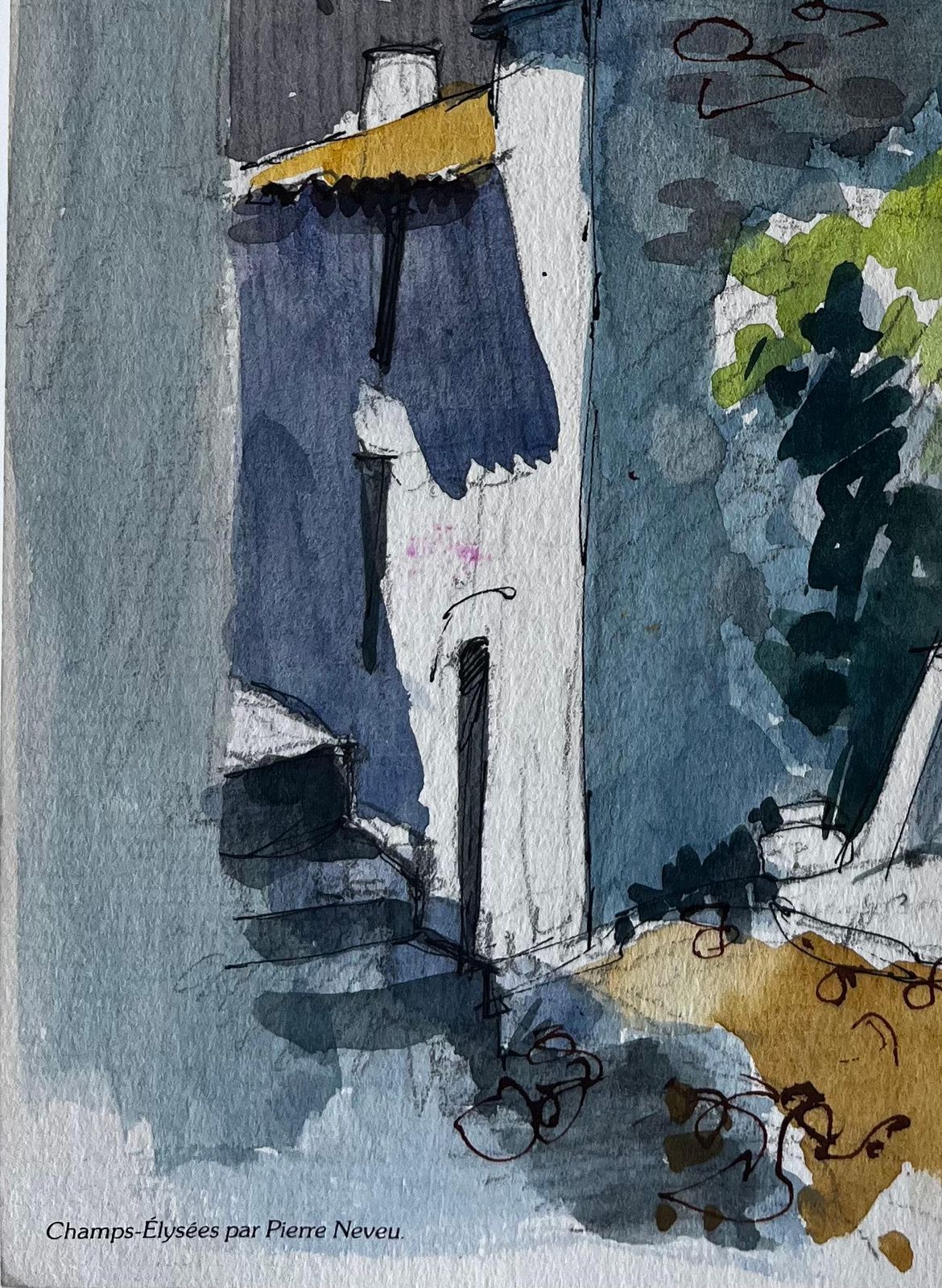 Pierre Neveustone Church Tower And Village Houses Provence Watercolor photo vinterior