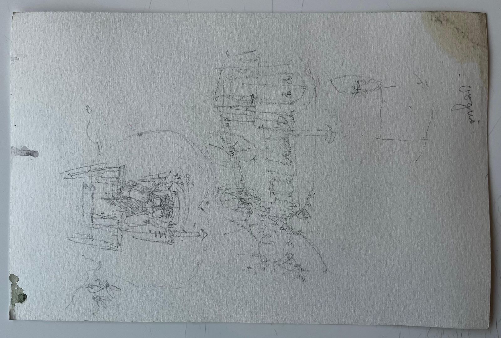 Pierre Neveumortemart Village Stone Walls Church Tower And Summer Sky Watercolour Study photo vintage
