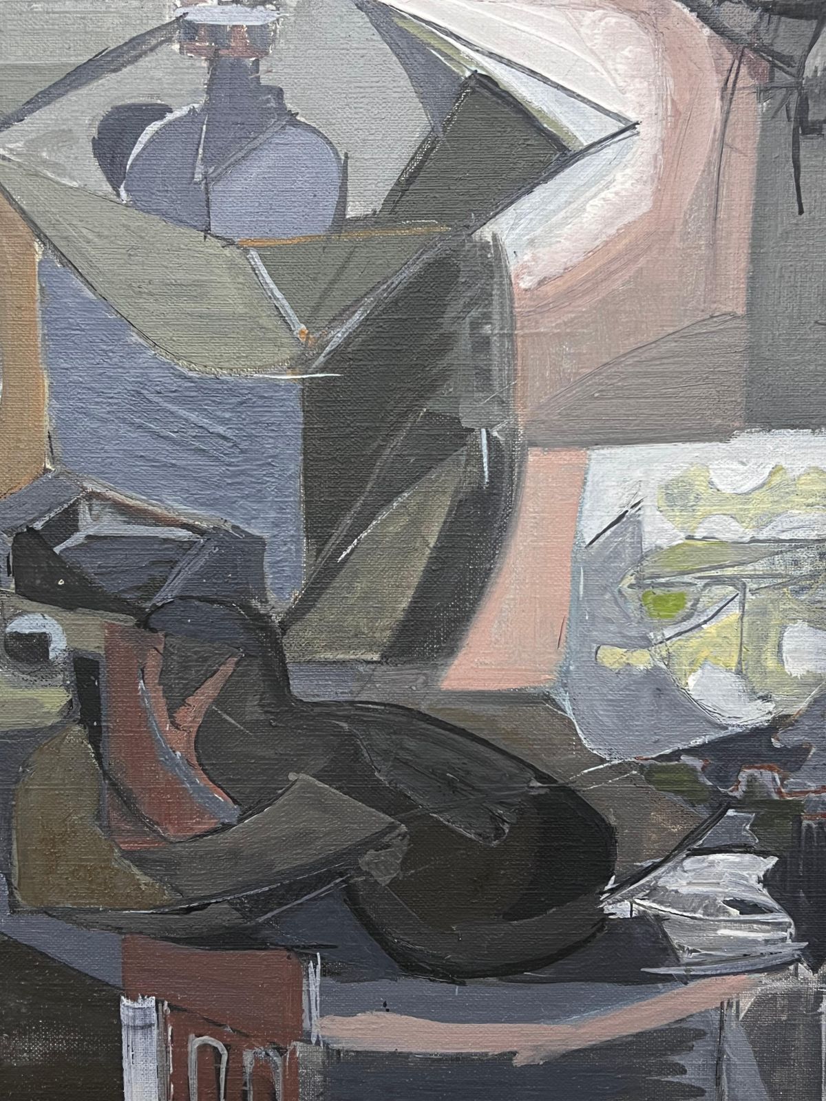 Laure Noetzin Azam (French 1929 2024)fine 20th Century French Cubist Still Life Grey Muted Tones Oil Painting photo 1929.0