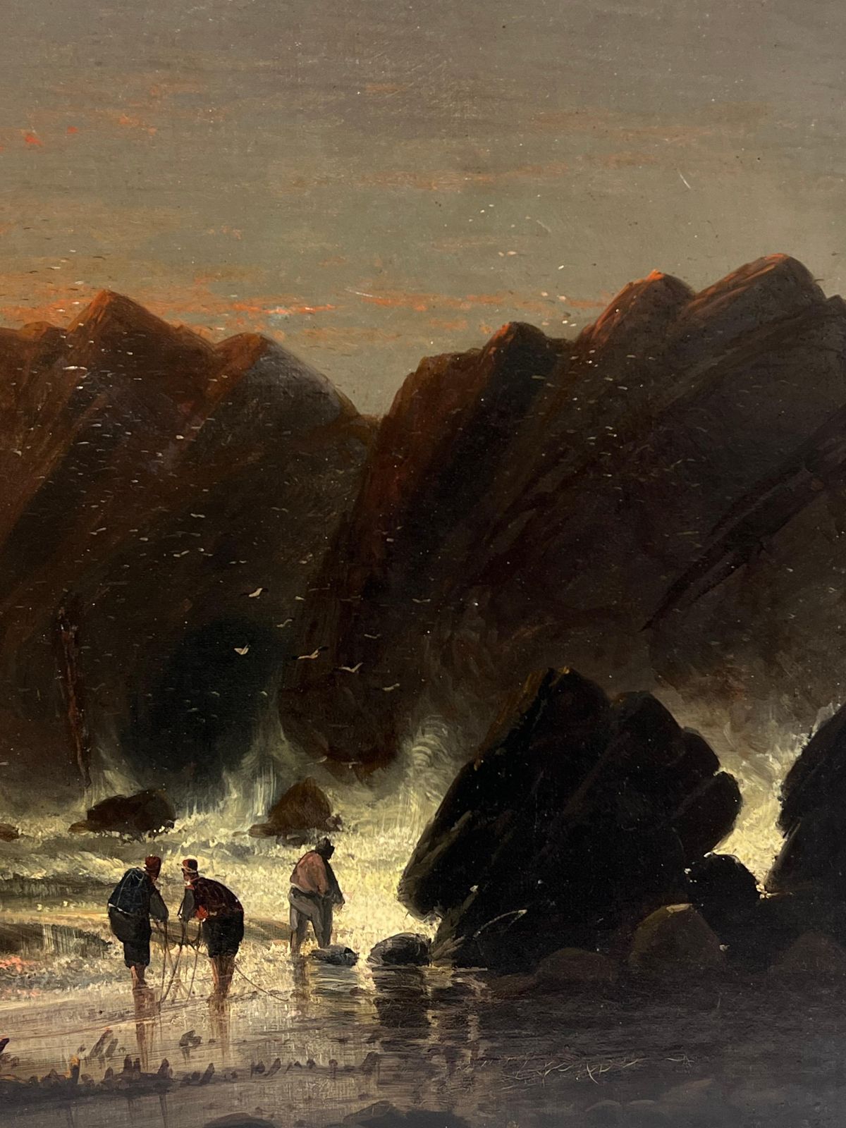 photo furniture Charles Websterfine Very Large 19th Century English Marine Oil Painting Wreckers Sunset Coast1870's