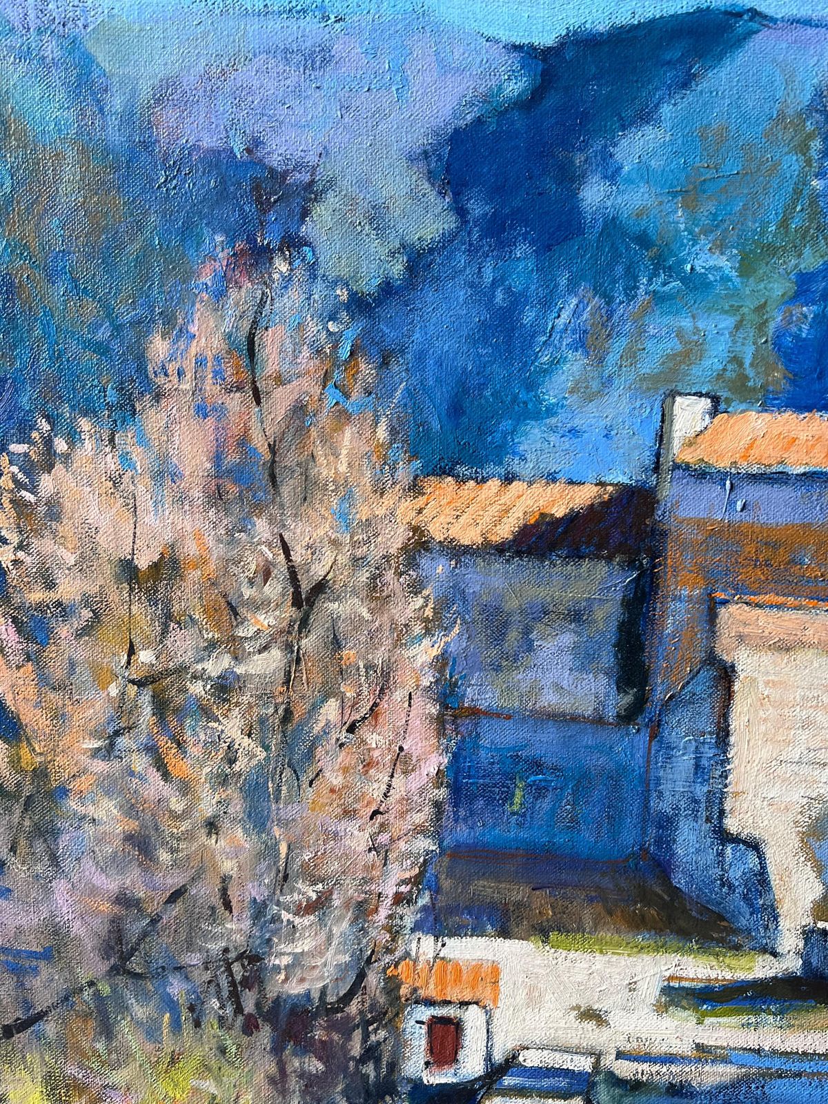 Pierre Neveust Martin De Castillon Sunny Mountain Village Way Old Houses French Oil Painting photo 675.0