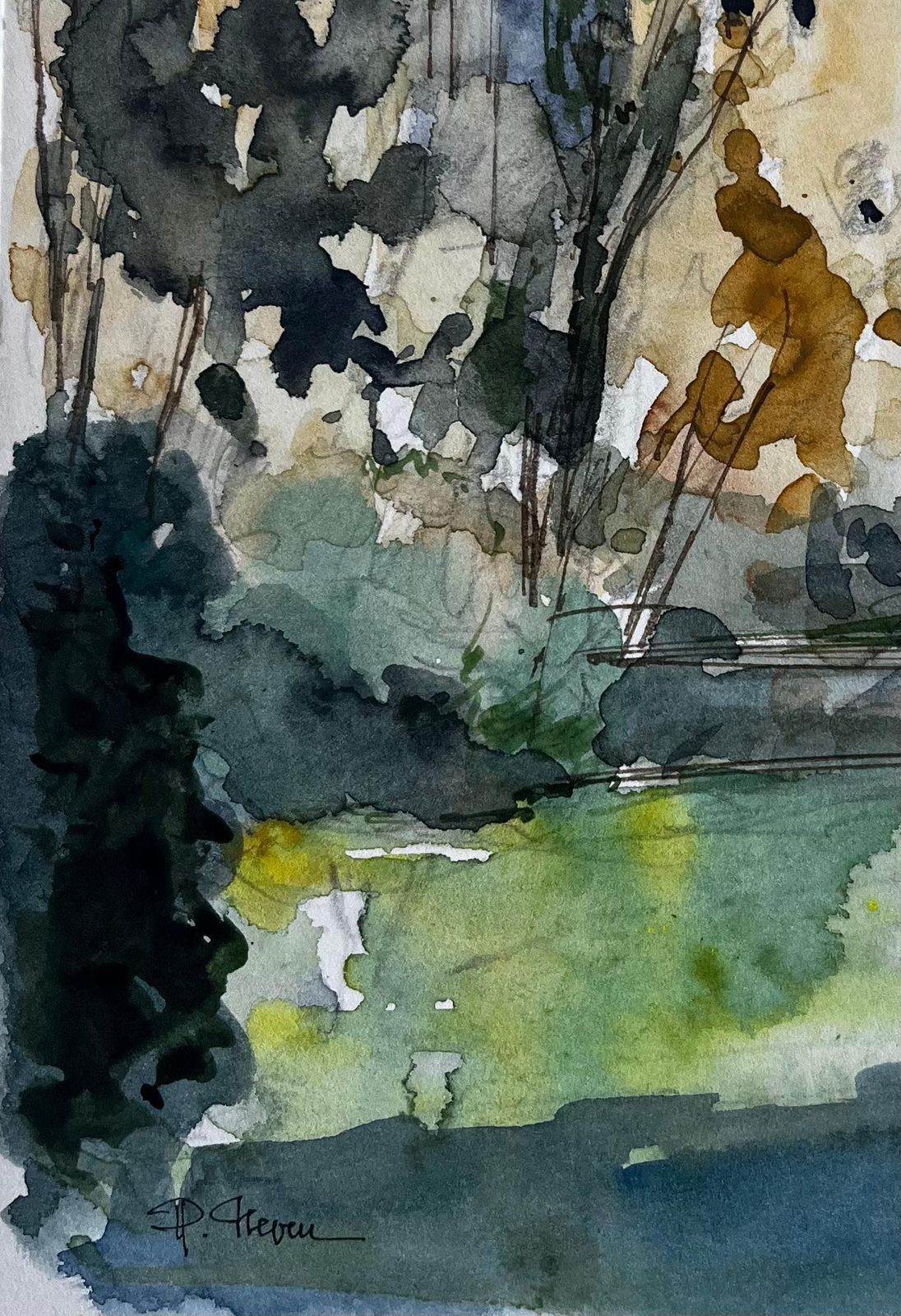 Pierre Neveumediterranean Hilltop Houses Cypress Trees And Sunlit Landscape Watercolor photo vinterior