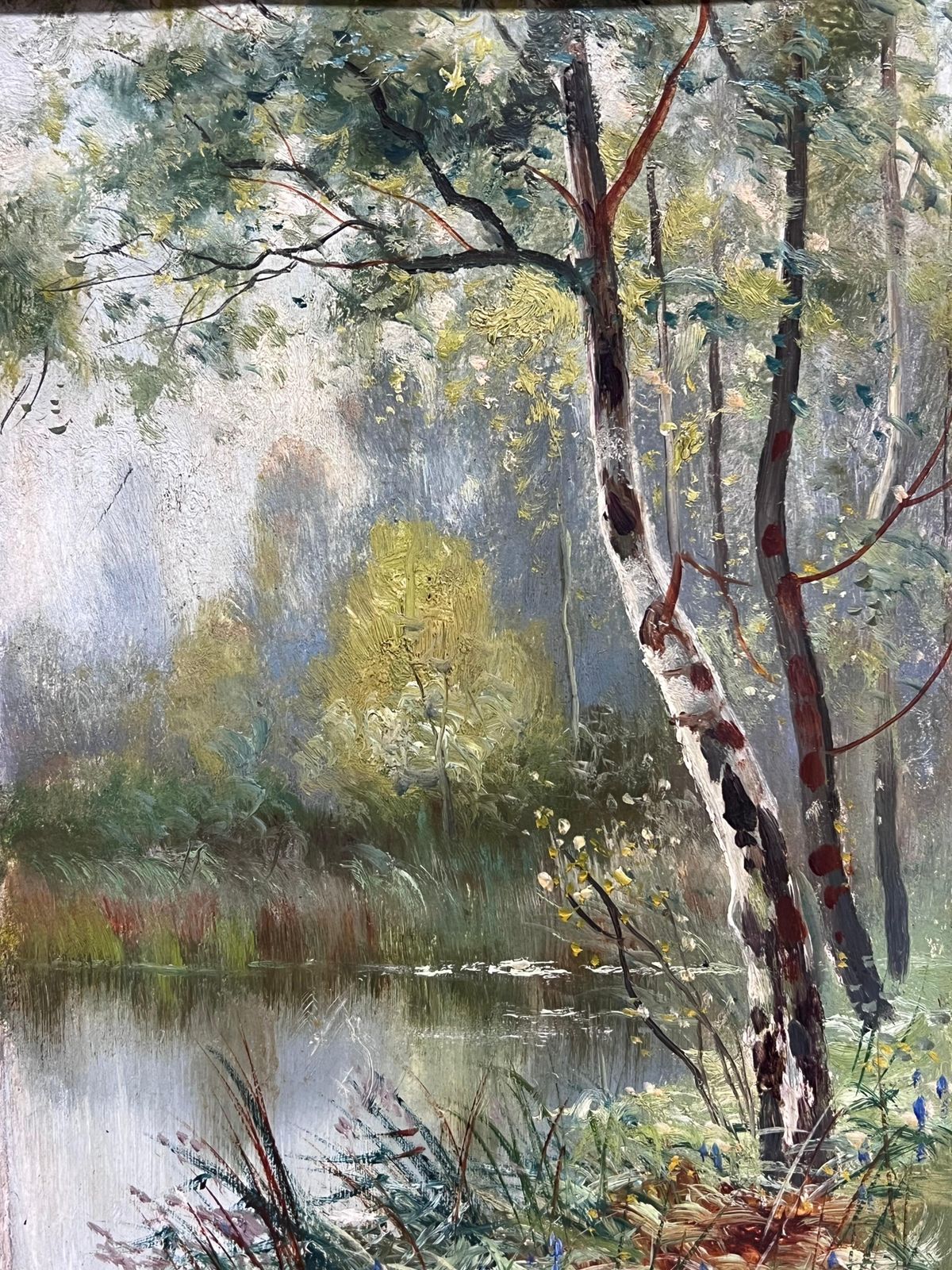 Daniel Sherrinvictorian English Oil Painting Woodland River Glade Landscape In Gilt Frame photo Art