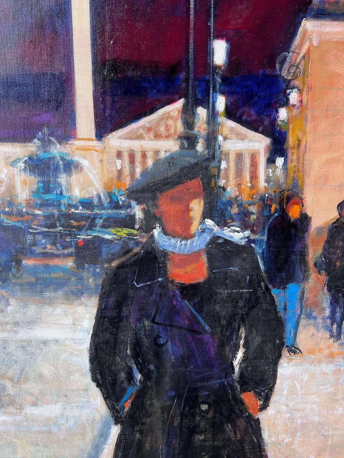 Pierre Neveuat Paris Maxim's Nightly Street Scene With Two Stylish Women French Oil Painting photo buy