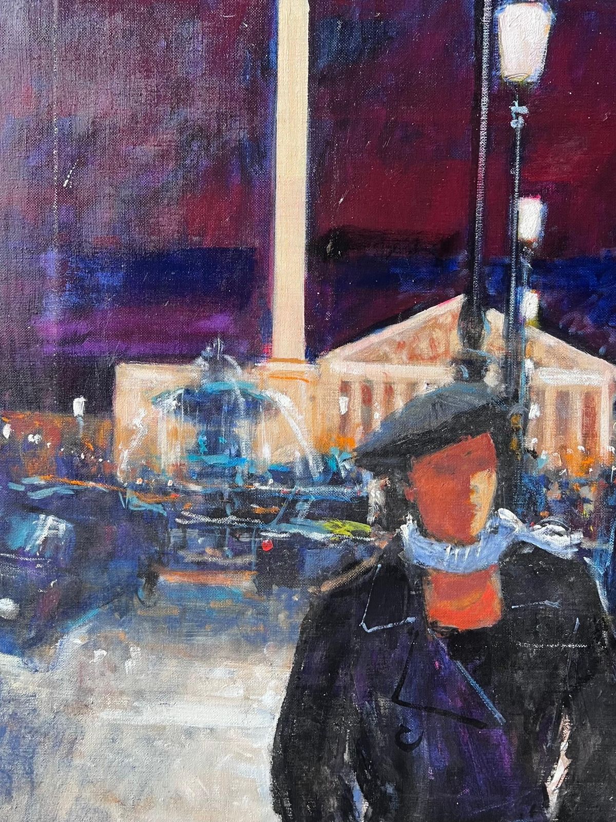 Pierre Neveuat Paris Maxim's Nightly Street Scene With Two Stylish Women French Oil Painting photo vintage