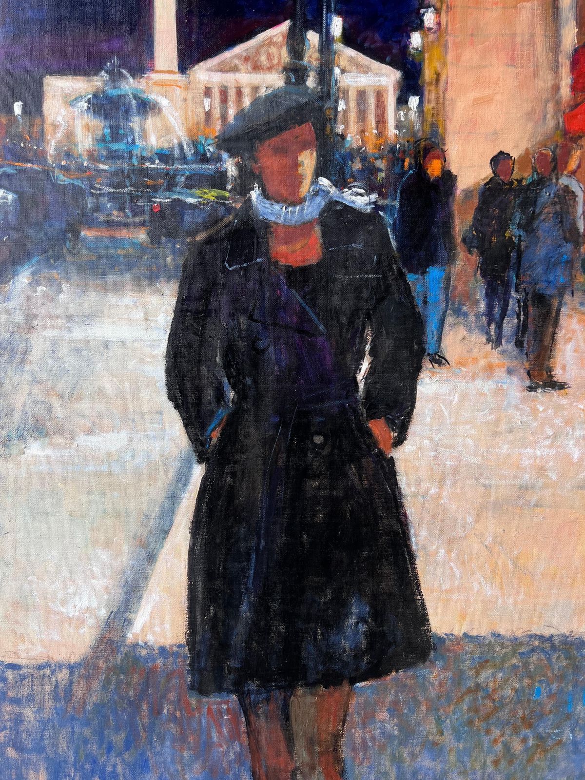 photo furniture Pierre Neveuat Paris Maxim's Nightly Street Scene With Two Stylish Women French Oil Painting