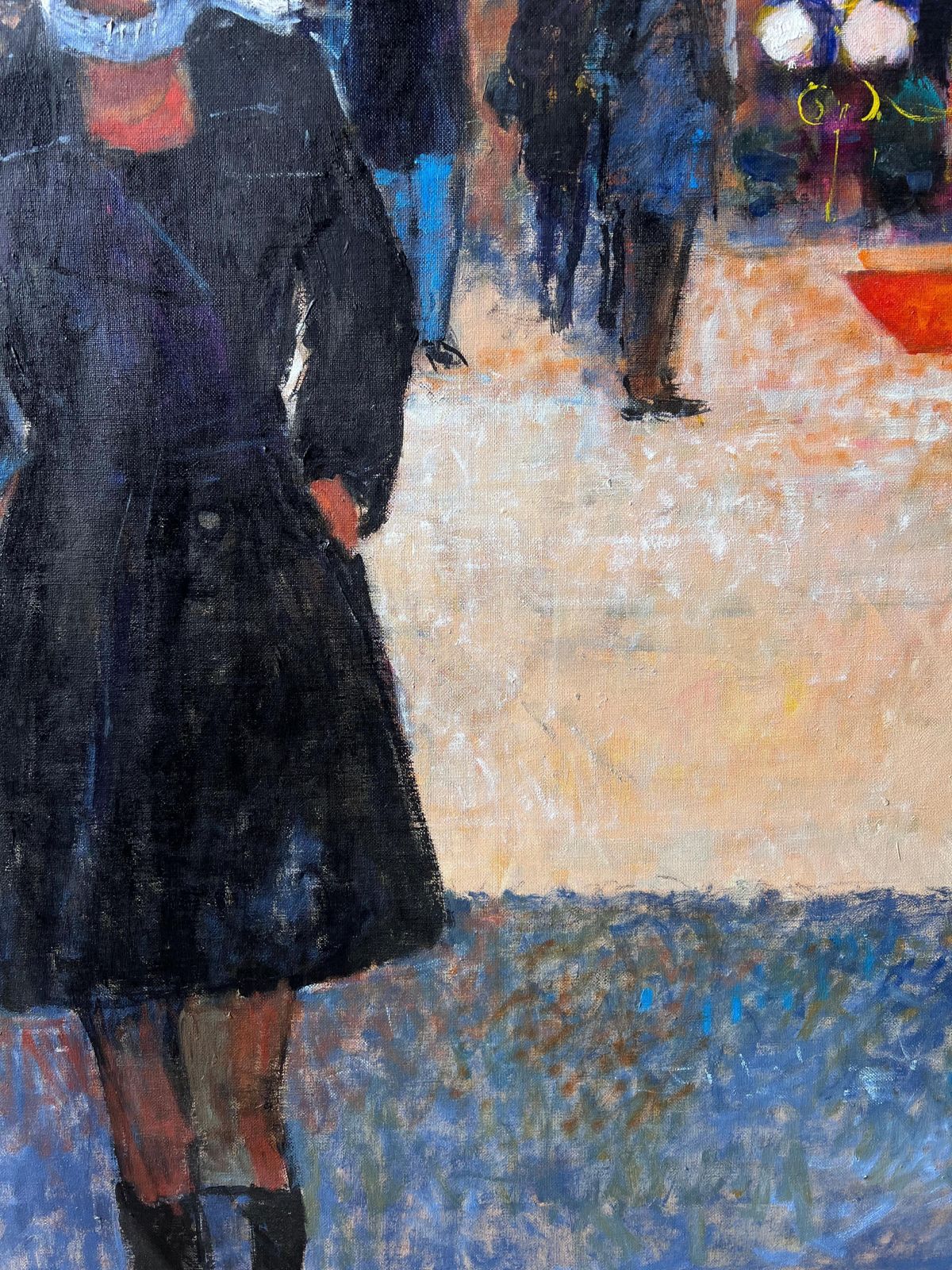 photo for sale Pierre Neveuat Paris Maxim's Nightly Street Scene With Two Stylish Women French Oil Painting