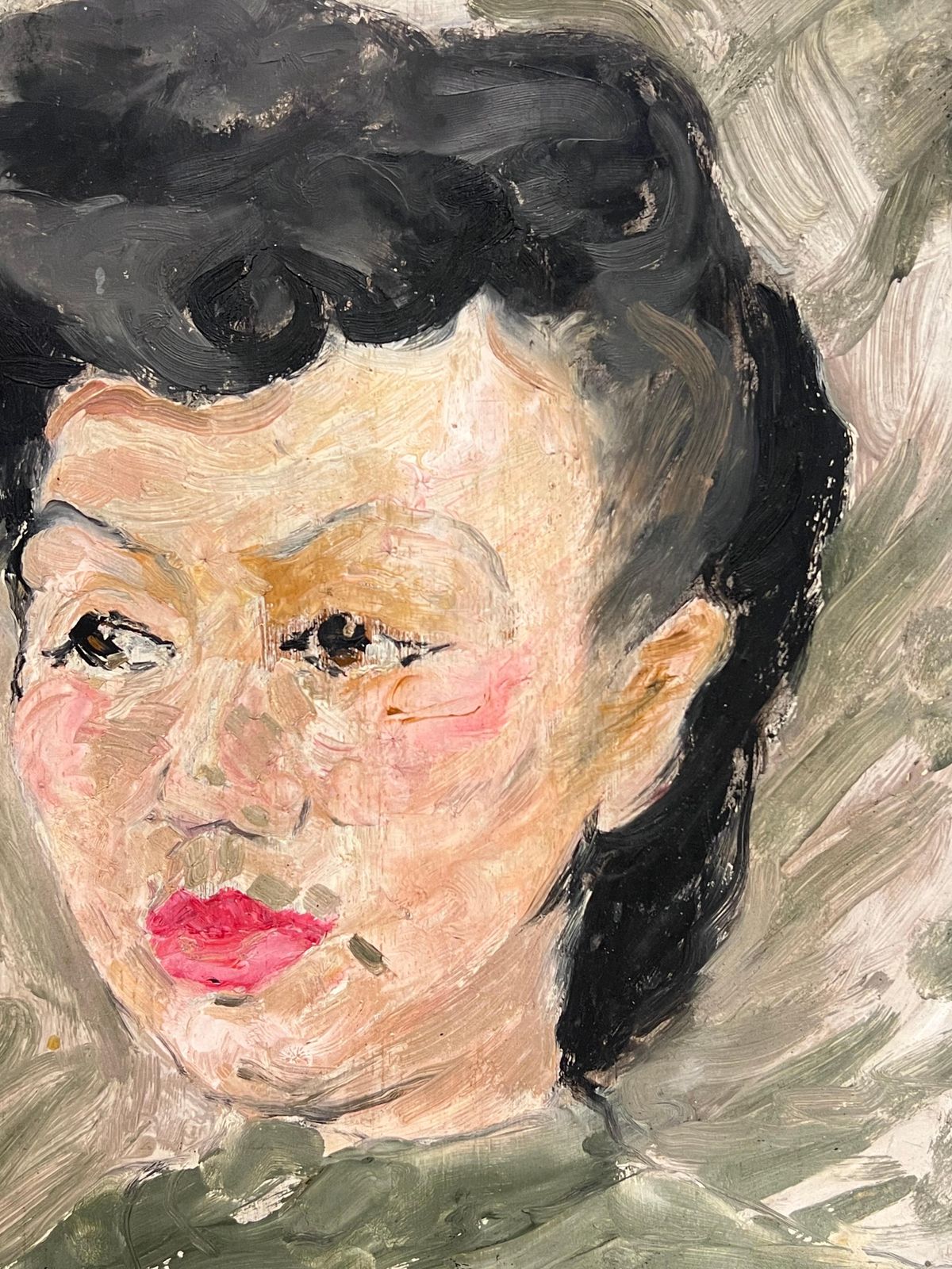 Suzanne Dinkesfrench Mid Century Painting Signed Oil Painting Portrait Of A Woman1950's photo for sale