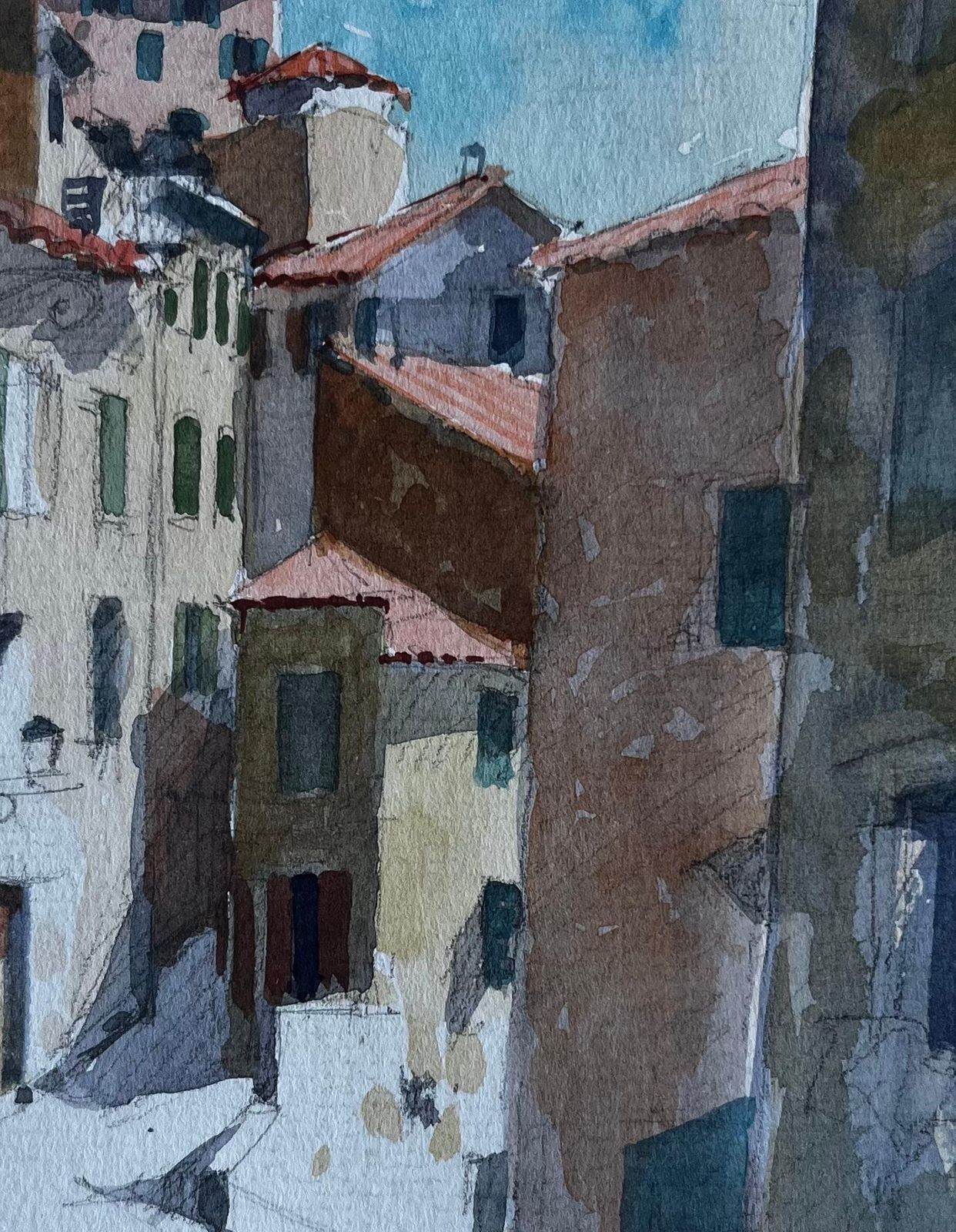 Pierre Neveugrasse Provence Sunlit Village Street Scene Watercolour By Pierre Neveu photo buy