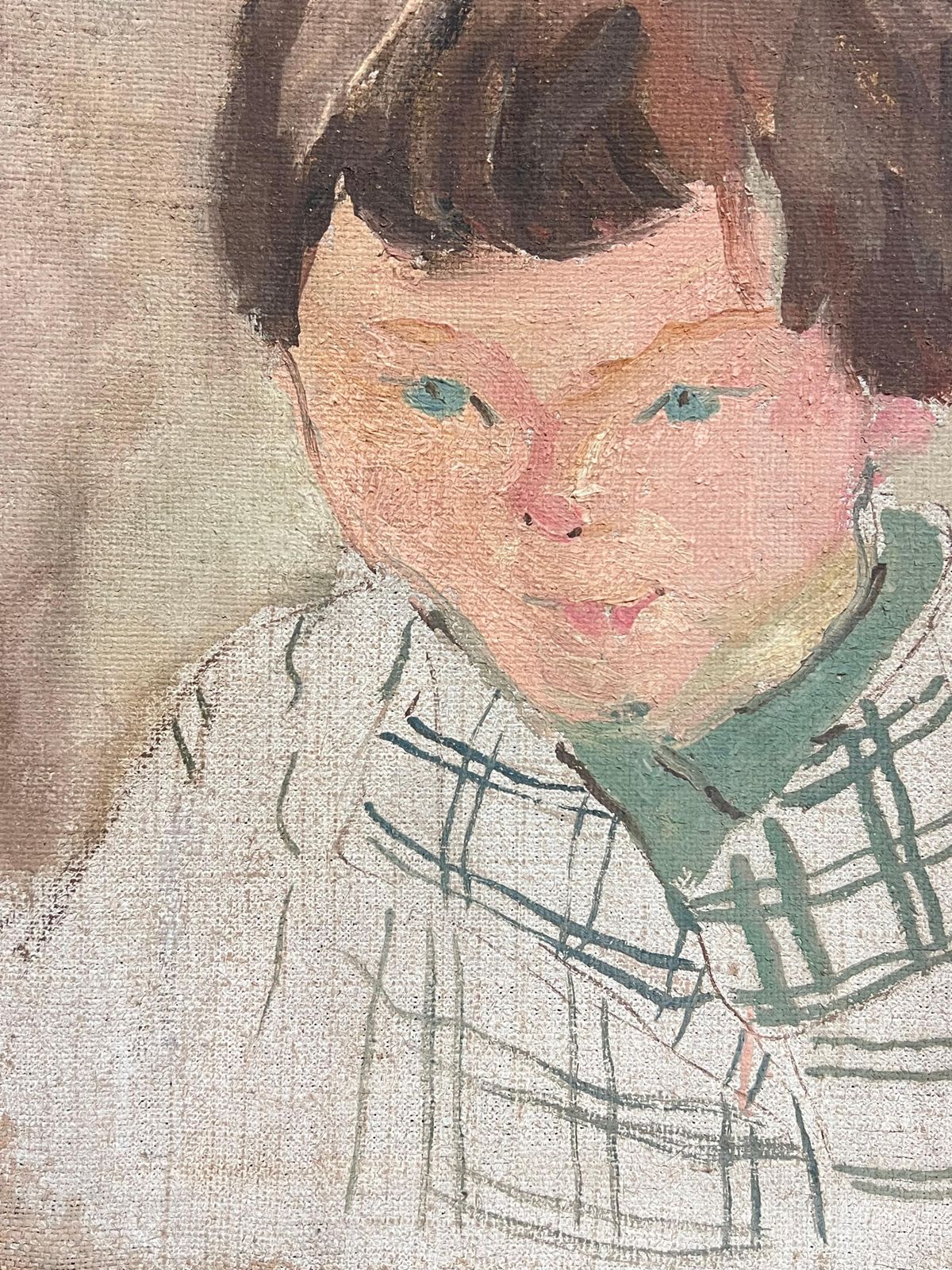 Suzanne Dinkesfrench Mid Century Oil Painting 1950's Portrait Of Child1950's photo 560.0