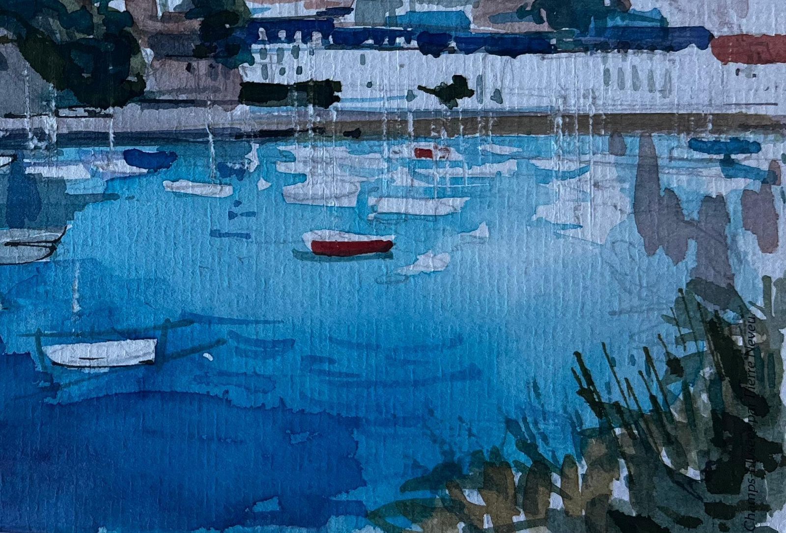 Pierre Neveuchâteau And Harbour At Pornic Brittany French Coastal Watercolour photo vinterior