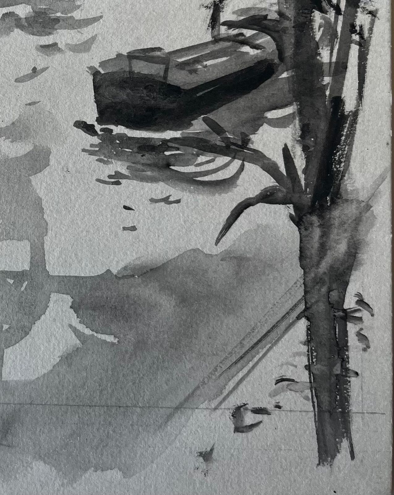 Pierre Neveuriverside Boats And Dome French Ink Wash Watercolour By Pierre Neveu photo 280.0