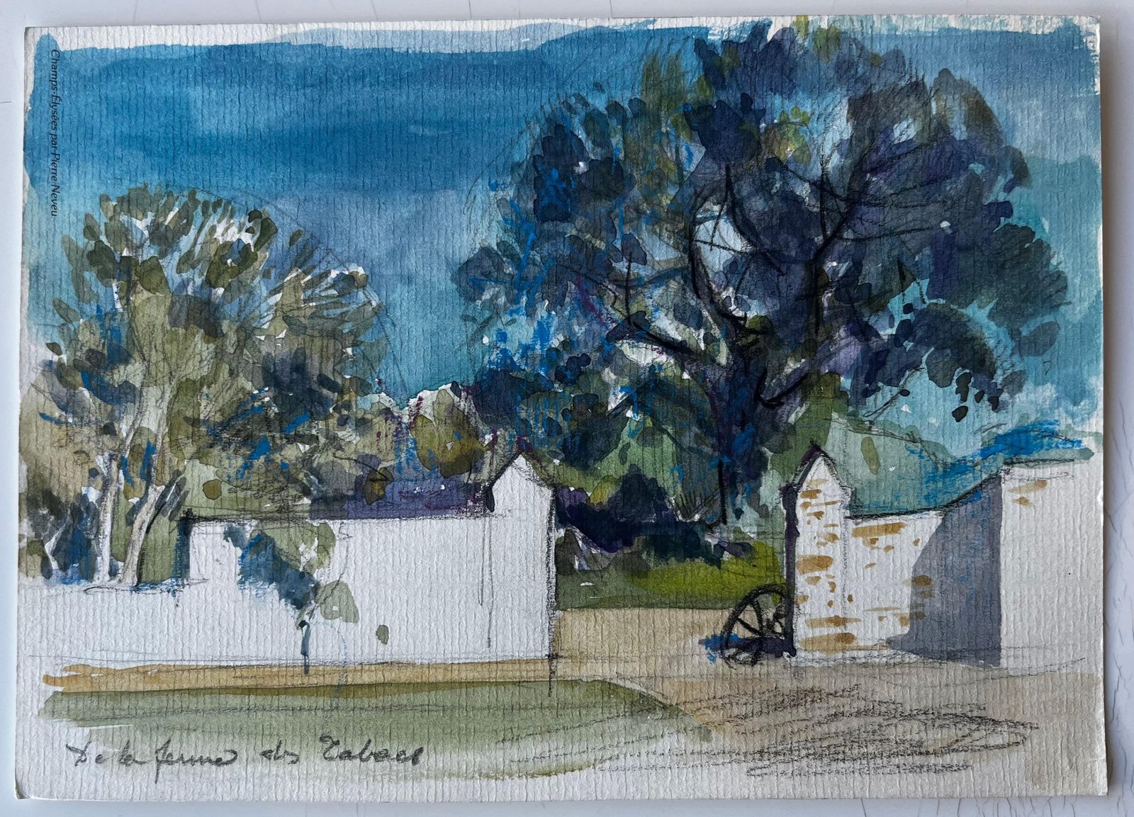Pierre Neveula Ferme Des Arbres French Country Farm Landscape Watercolour By Pierre Neveu photo furniture