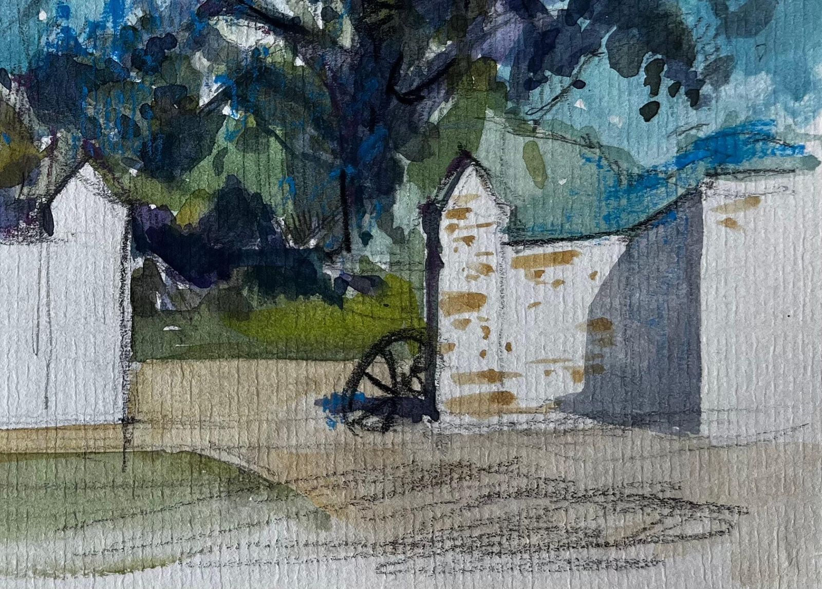 Pierre Neveula Ferme Des Arbres French Country Farm Landscape Watercolour By Pierre Neveu photo Art