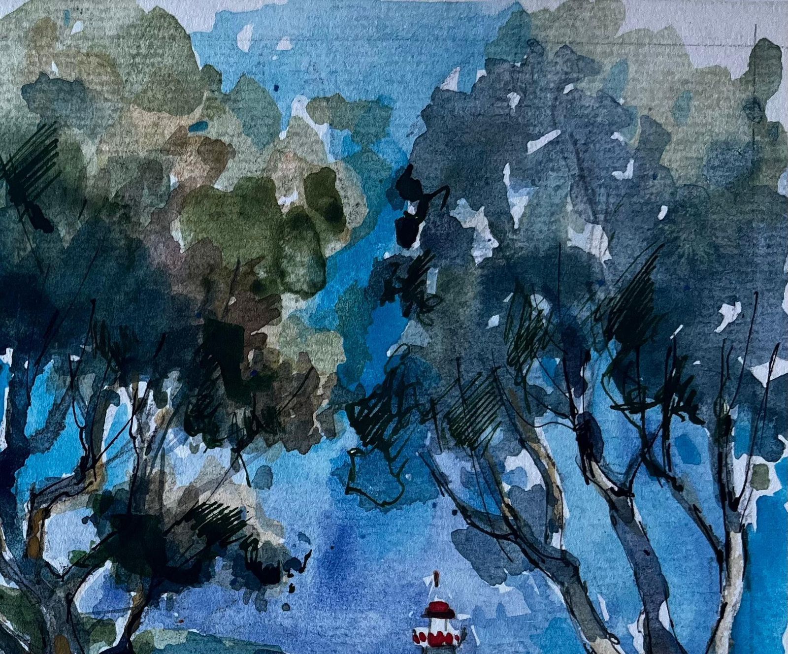 Pierre Neveulighthouse At Menton French Riviera Mediterranean Watercolour By Pierre Neveu photo Art