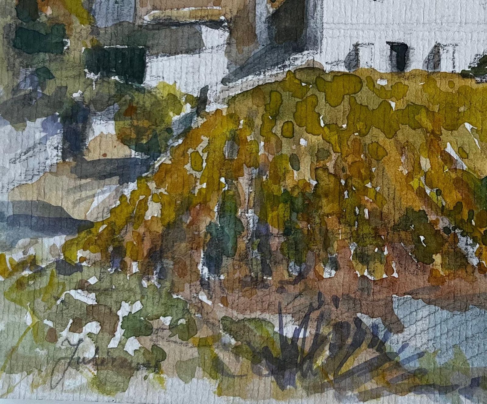 Pierre Neveufrench Village Landscape With Church Watercolour By Pierre Neveu photo vinterior