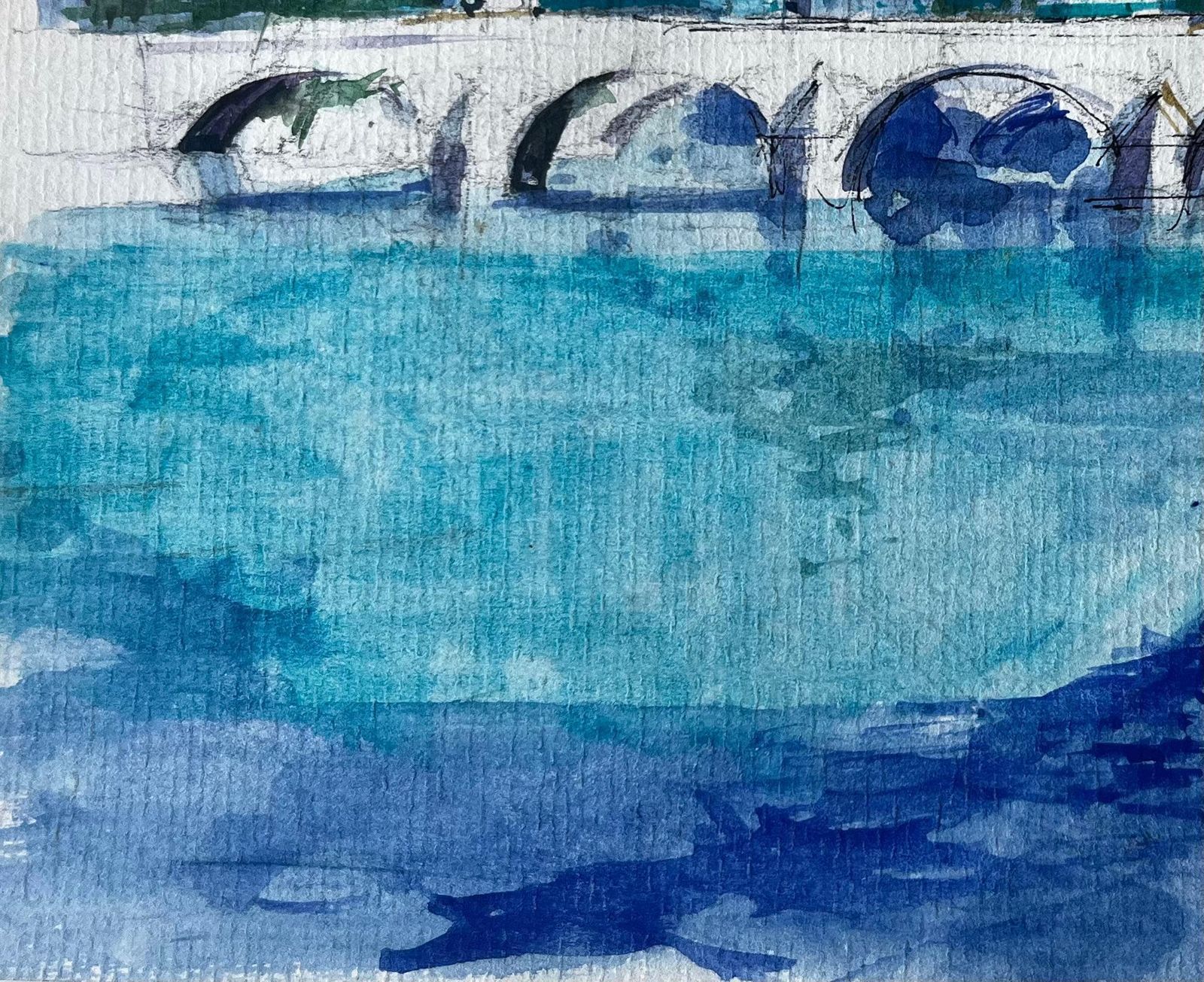 Pierre Neveupont Neuf Paris River Seine Bridge French Watercolour Cityscape By Pierre Neveu photo vinterior