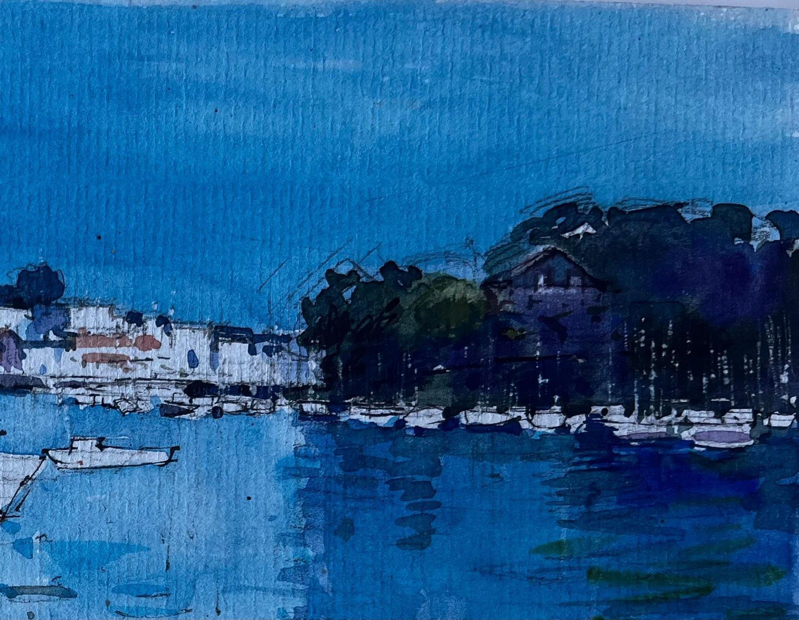 Pierre Neveuharbour At La Trinité Sur Mer Brittany French Coastal Watercolour photo Art