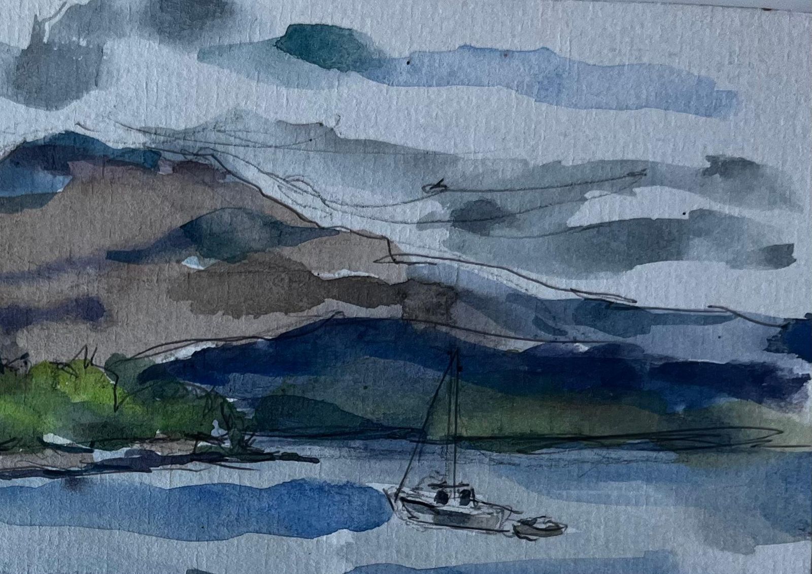 Pierre Neveuloch Lomond Scottish Highlands Landscape Watercolour By Pierre Neveu photo for sale