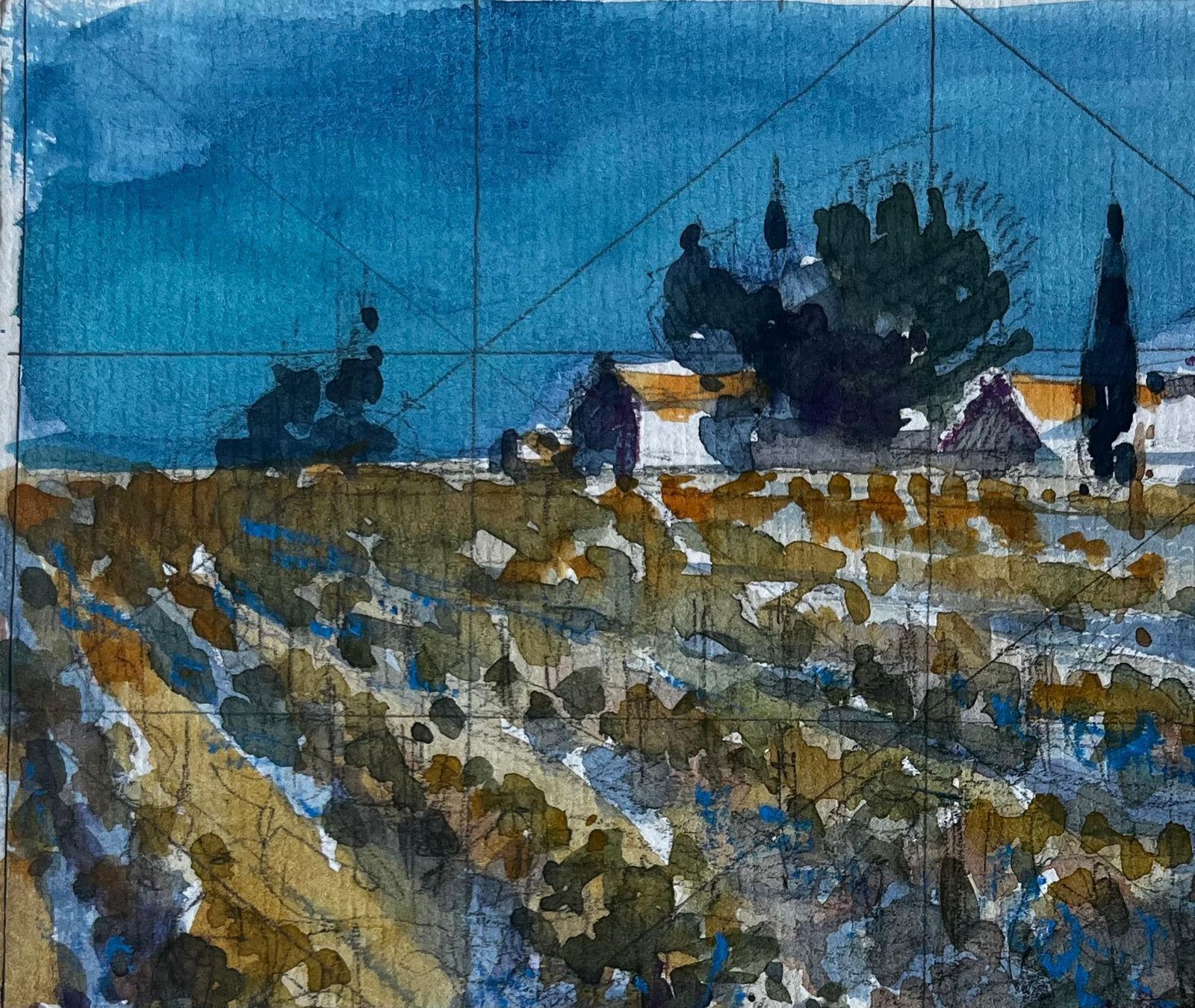 Pierre Neveule Louroux Bottereau French Landscape Watercolour By Pierre Neveu photo 550.0