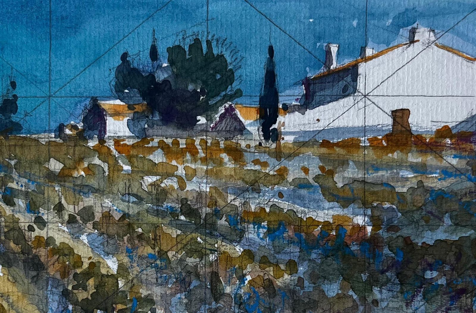 Pierre Neveule Louroux Bottereau French Landscape Watercolour By Pierre Neveu photo buy