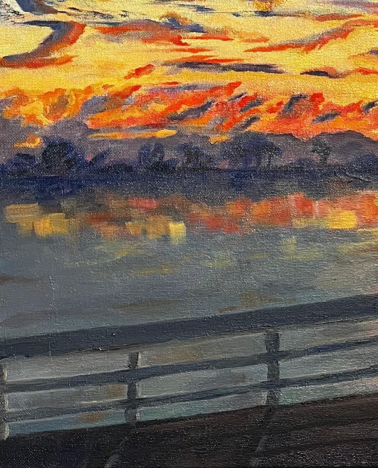 Minty Ramseysanta Cruz Pier California Original Oil On Canvas Vibrant Sunset Seascape2024 photo Art