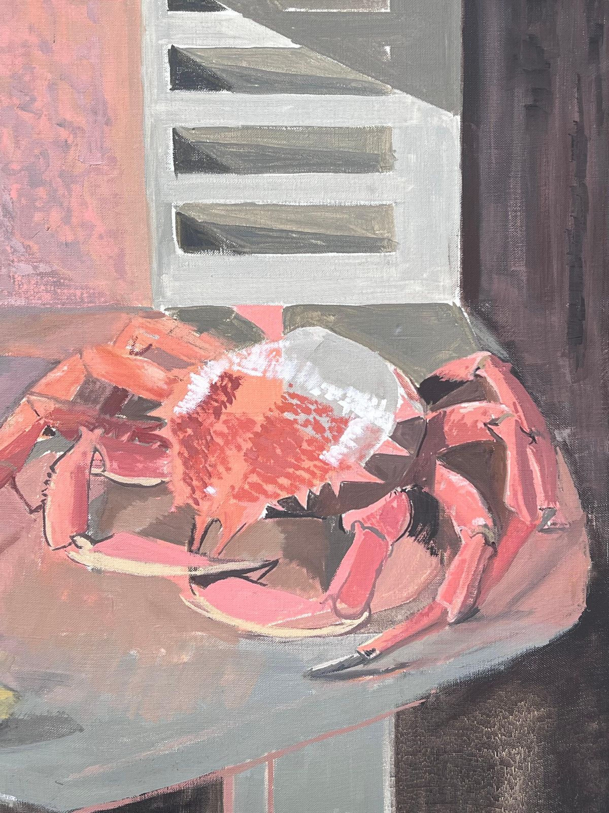 Laure Noetzin Azam (French 1929 2024)fine 20th Century French Post Cubist Oil Painting The Crab & Lemon Still Life photo for sale