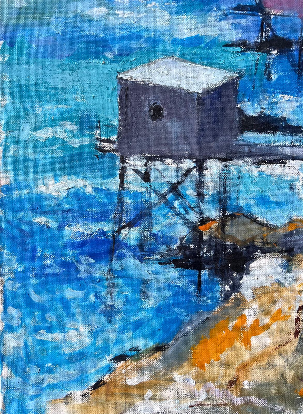 Pierre Neveuclifftop Fishing Cabins Overlooking The Atlantic French Oil Painting photo 560.0