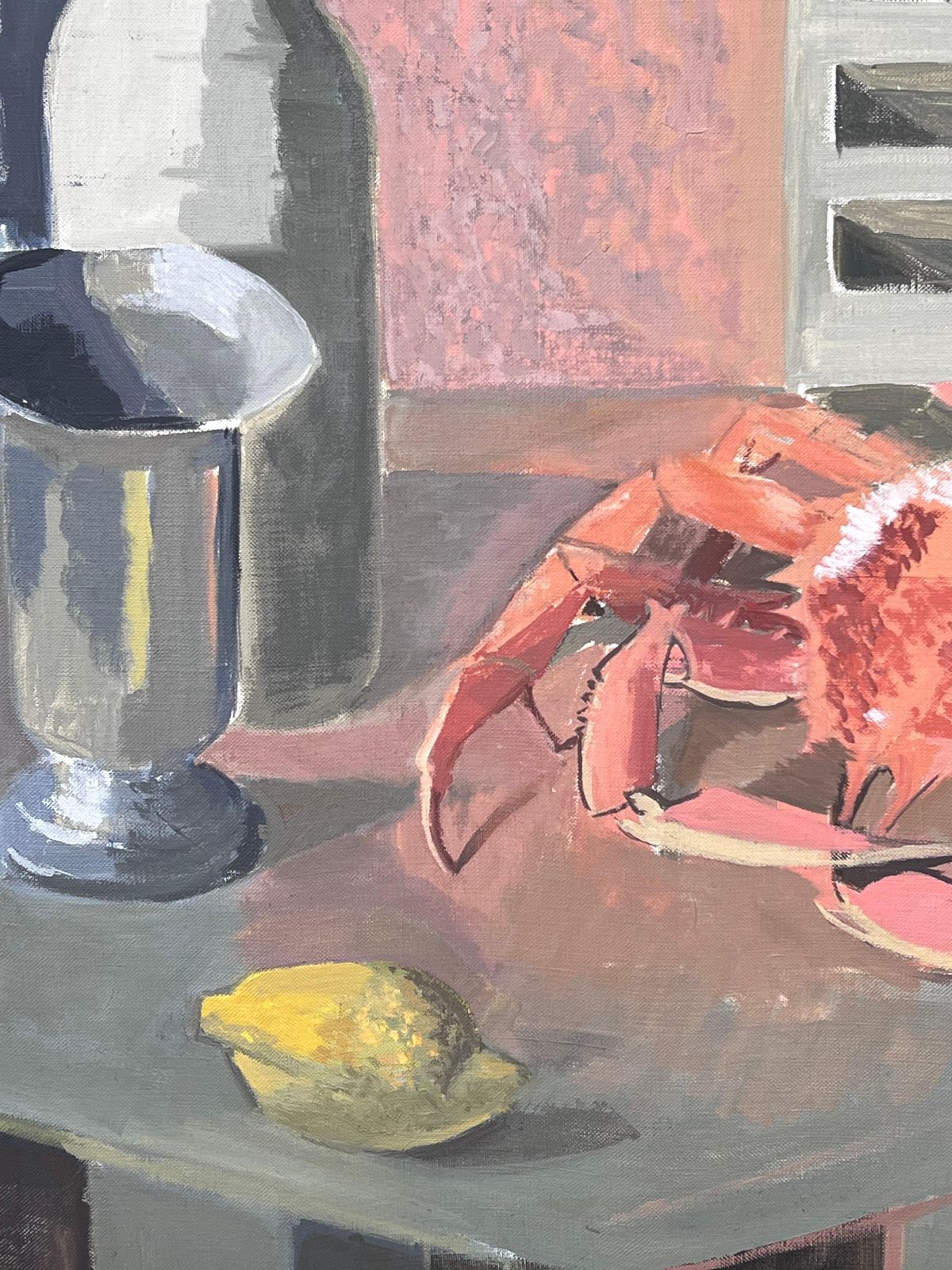Laure Noetzin Azam (French 1929 2024)fine 20th Century French Post Cubist Oil Painting The Crab & Lemon Still Life photo 1320.0